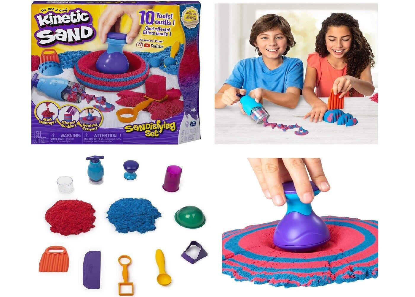 Kinetic 2 lbs Sand Sandisfying Set 10 Tools Ages 3+ Toy Play Build Learn School