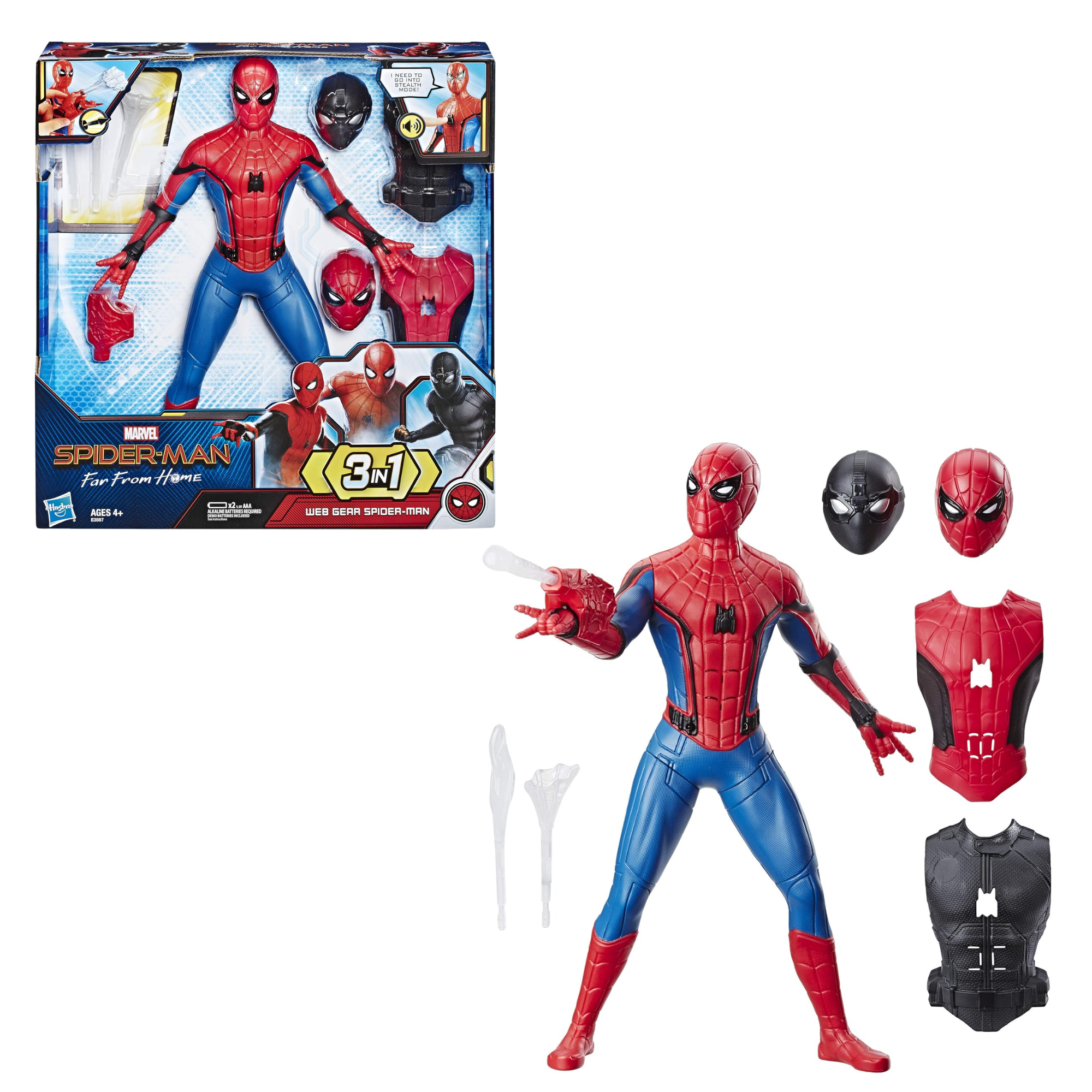 SPIDERMAN Web Gear Action Figure 3-in-1 Role Play for Kids 4+