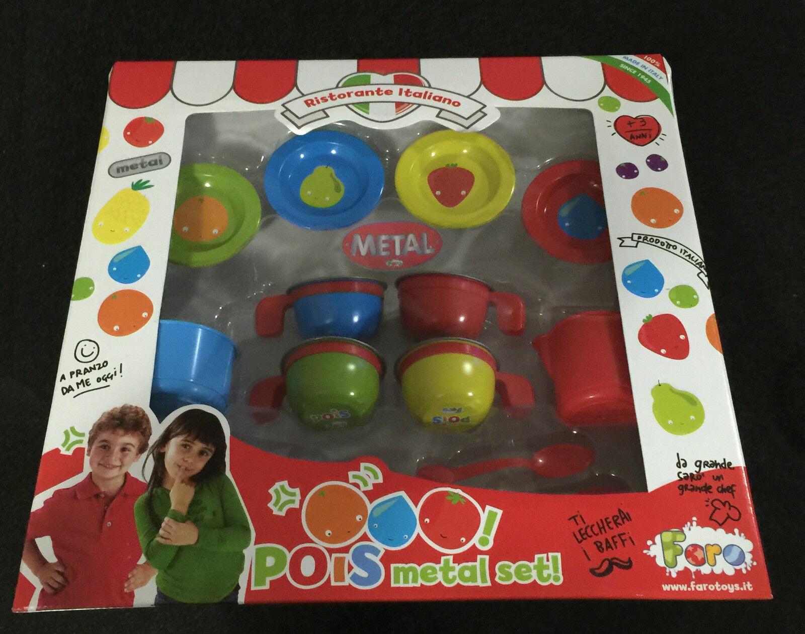 Kitchen Pretend Play Faro Cooking Italian Chef Utensils Metal Tea Set Ages 3 Toy