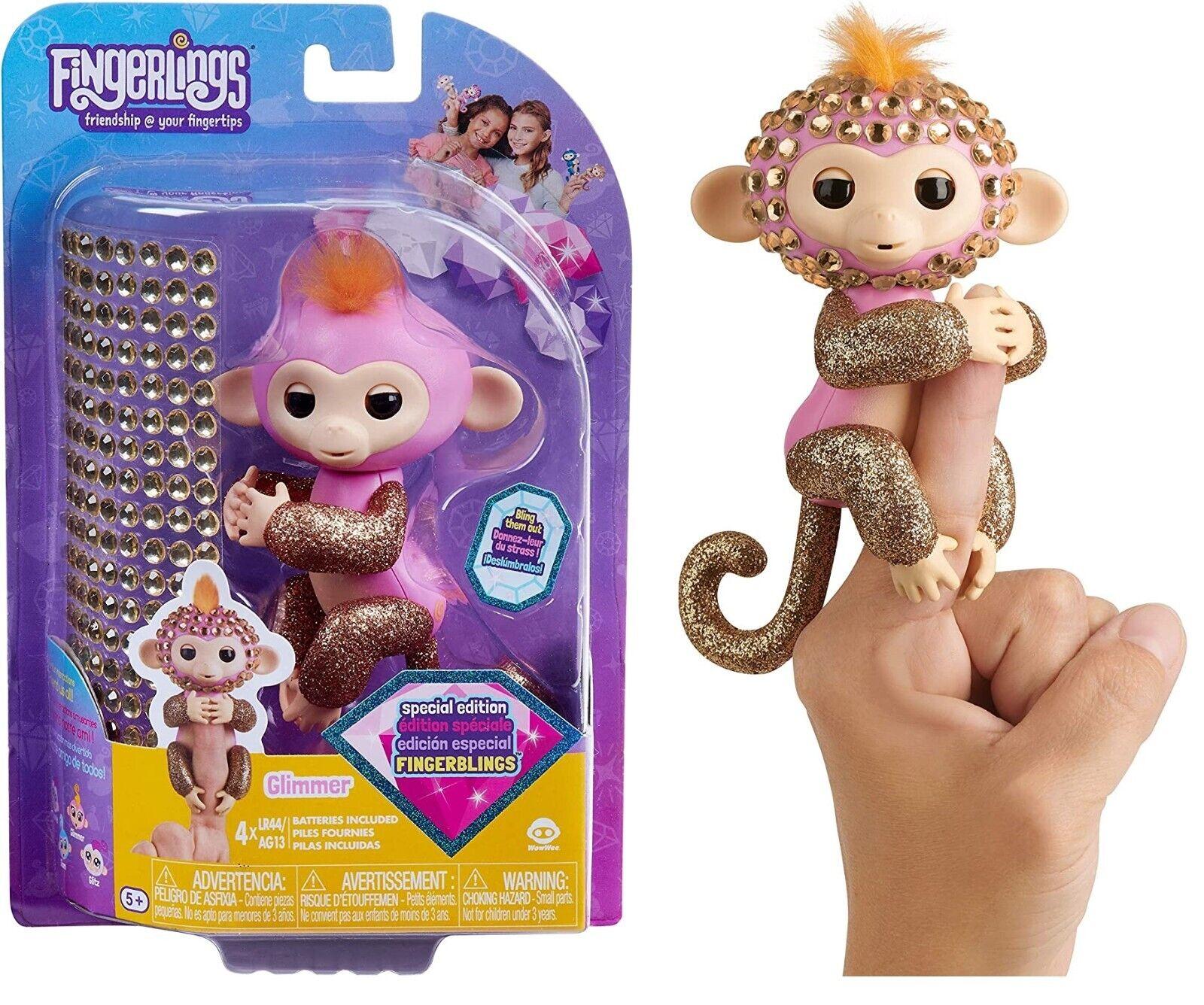 WowWee Fingerlings-Monkey Glimmer Pink Gold -Toy 5+ year Electronic Pet