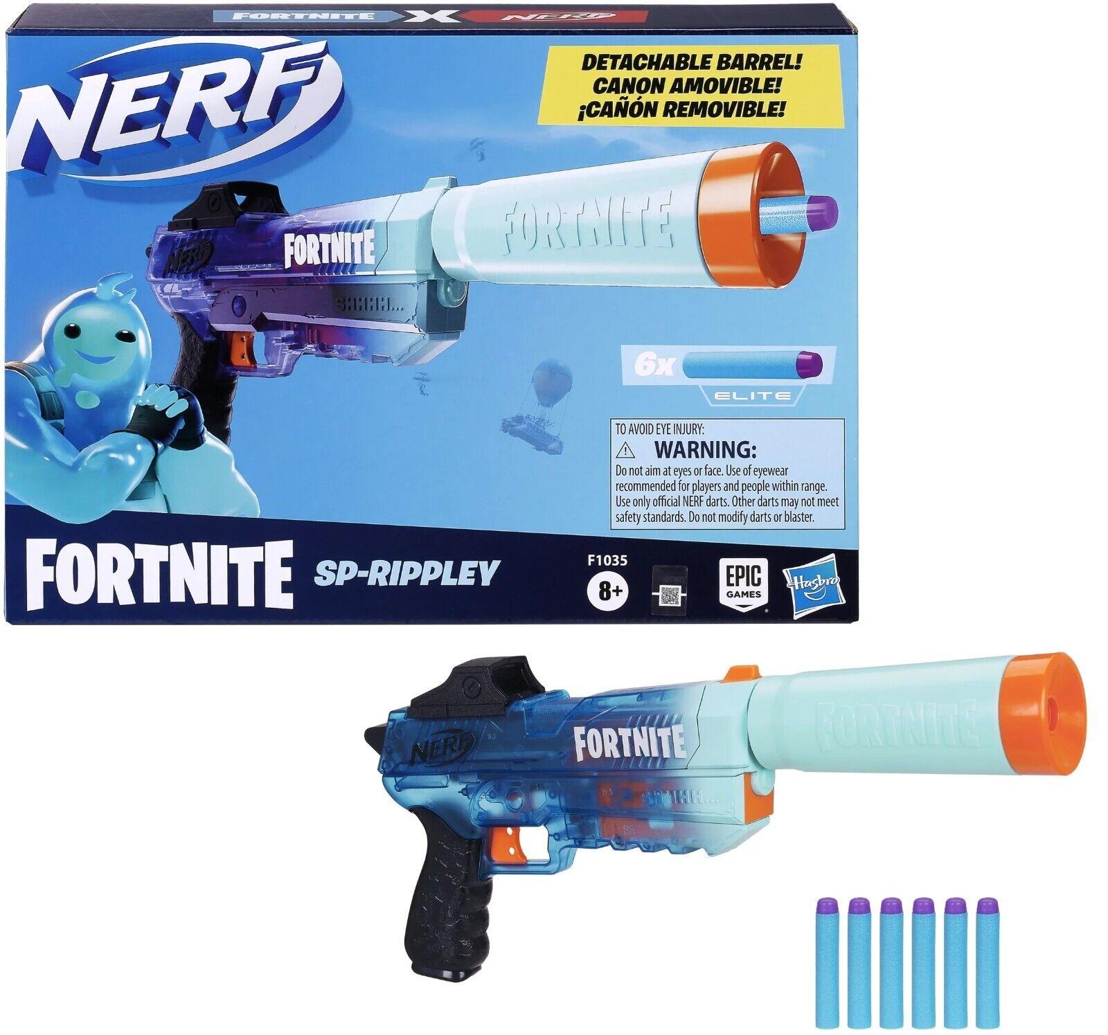 Nerf Fortnite SP-Rippley Blaster Detachable Barrel 6 Darts Ages 8+ New Toy Gun