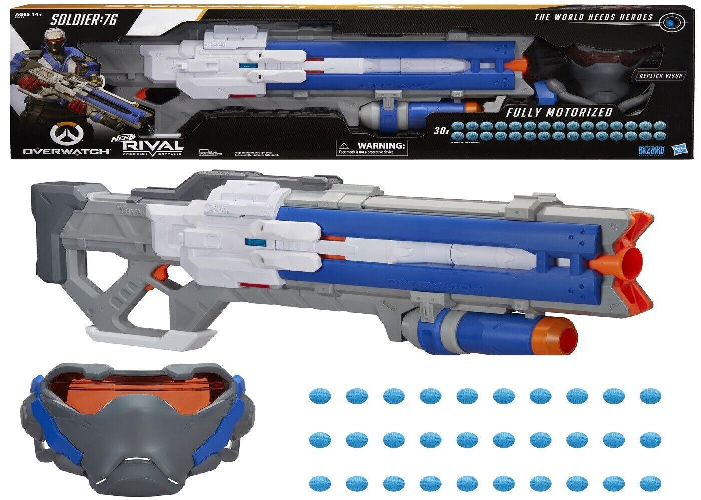 NERF Overwatch Soldier 76 Mask Rival Blaster Fully Motorized 14+ Toy Gun Game