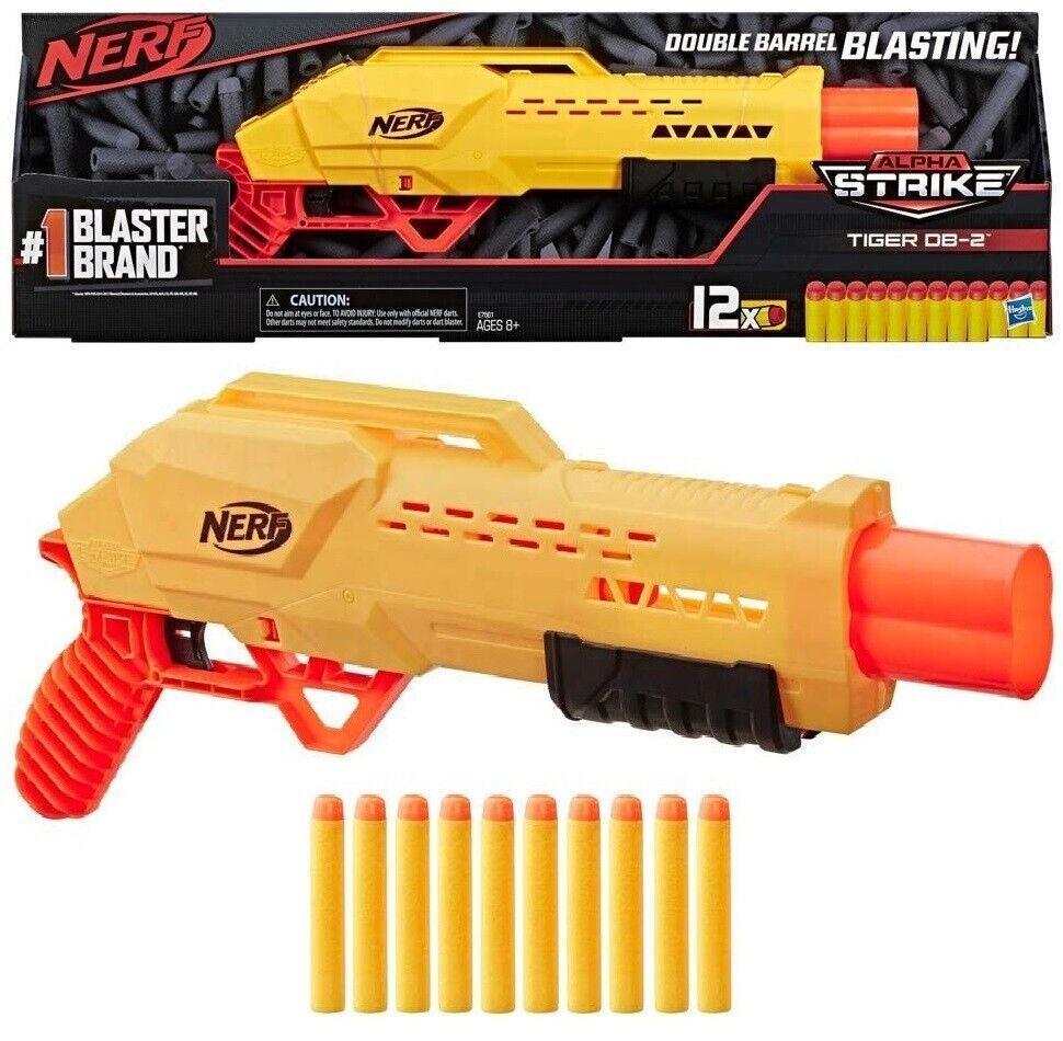 Nerf Alpha Strike Tiger DB-2 Elite Double Barrel Blaster Ages 8+ New Toy Gun Fun