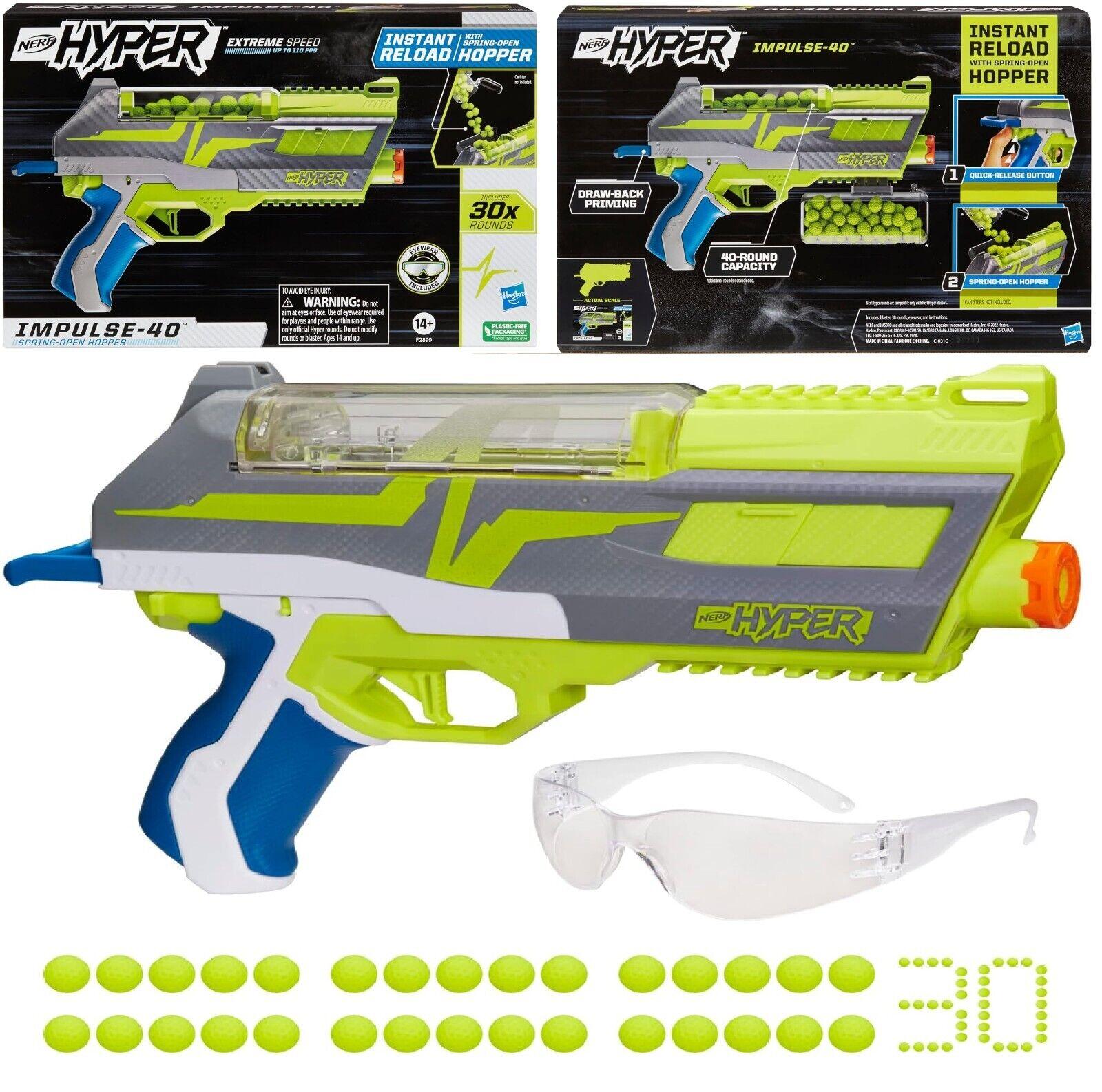 Nerf Hyper Impulse-40 Blaster 30 Nerf Hyper Rounds Spring-Open Instant Reload