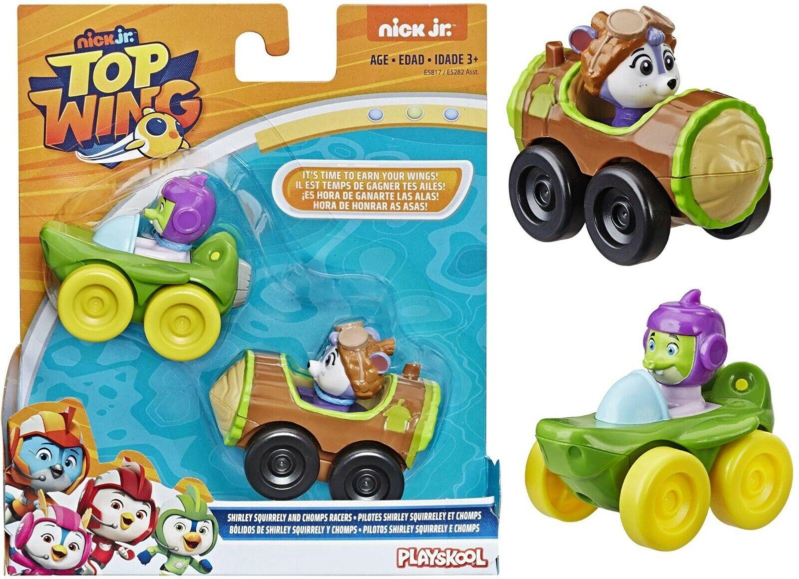Top Wing Racers-Shirley and chomps -2 Pack Ages 3+ Toy Race Car Pet Play Wings Fly Jeep Gift
