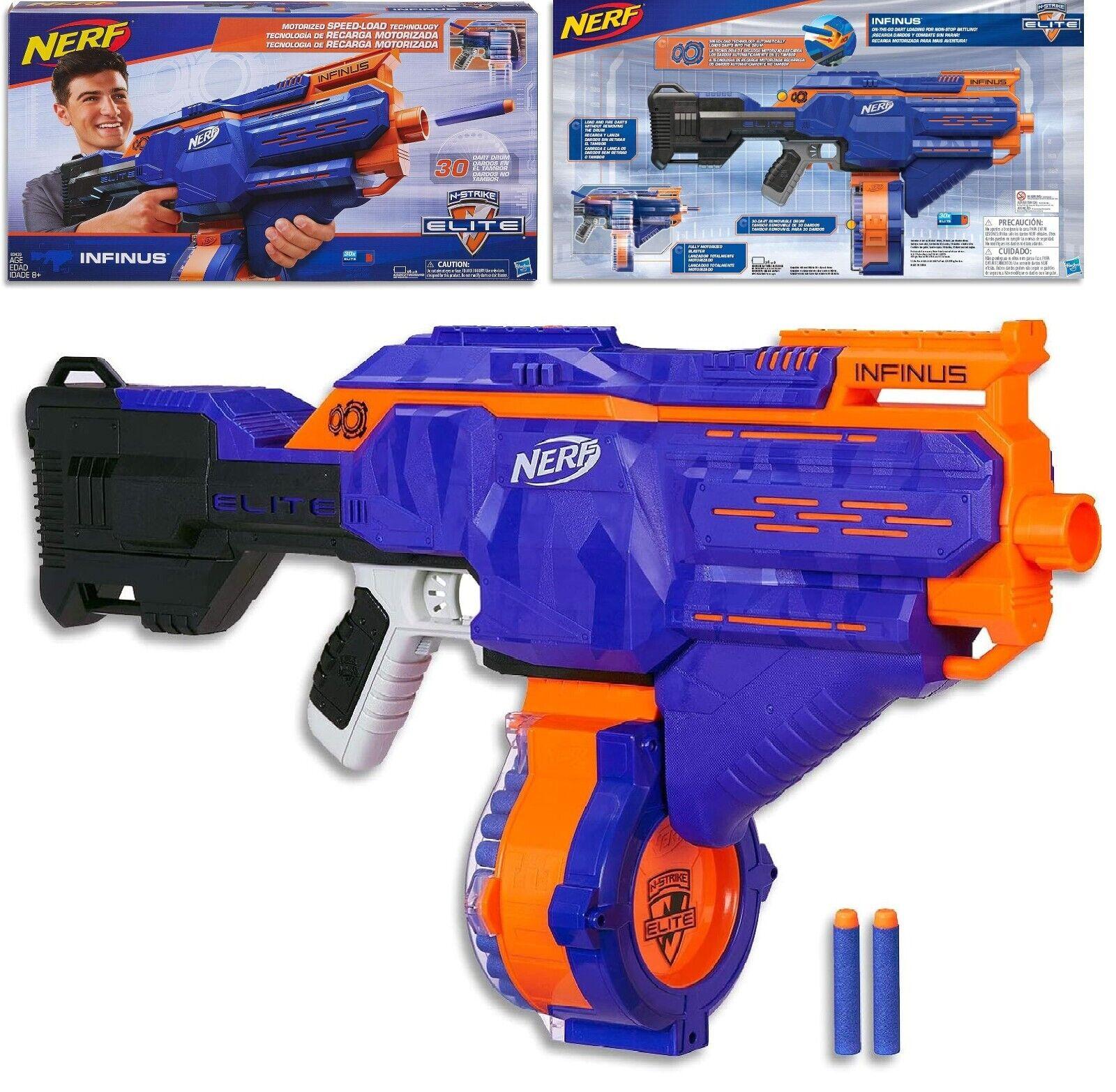 Nerf Elite Infinus Motorised Blaster Inc 30 Elite Darts and 30 Dart Drum Toy Gun