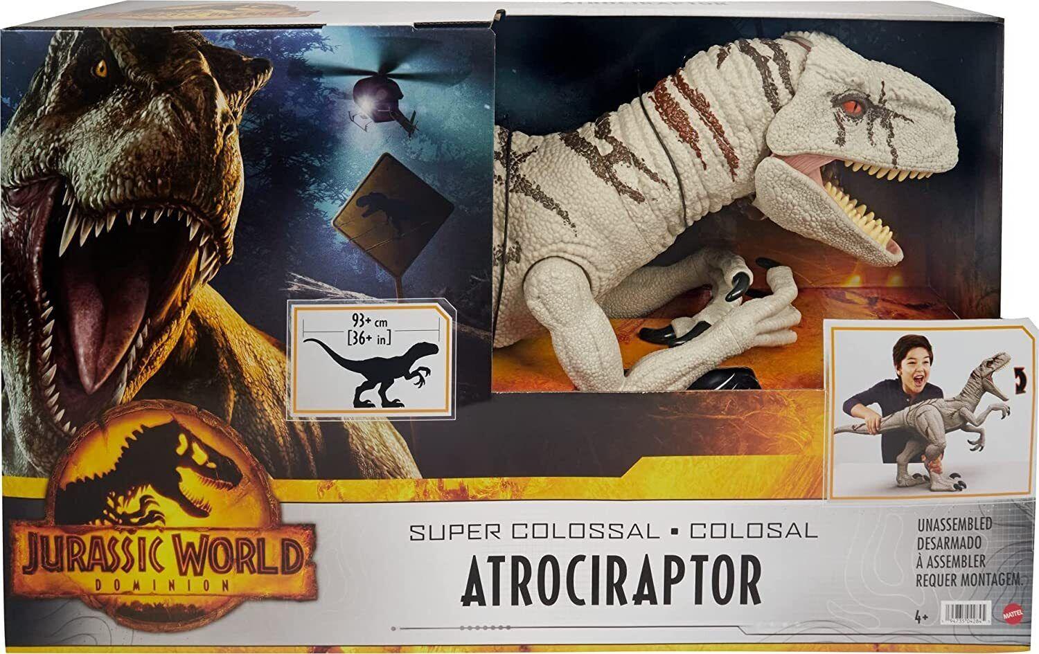 Jurassic World Dominion Large- Dark grey Atrociraptor-Dinsoaur Toy Super Colossal Rex Dino Fun