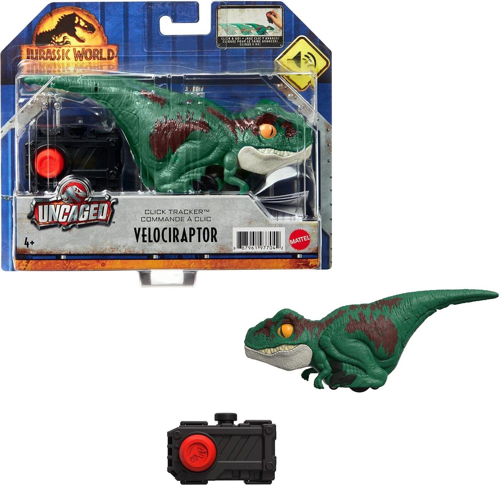 Jurassic World Dominion- Green Velociraptor -Uncaged Click Tracker Dinosaur Ages 4+ Dino