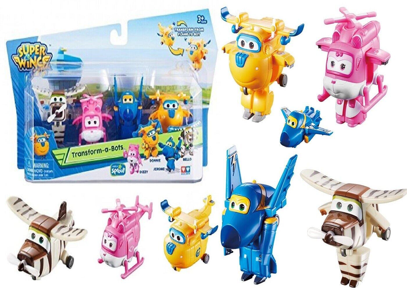 Genuine Super Wings 4 Pack Transform-A-Bots Donnie Dizzy Jerome Bello Age 3+ Toy