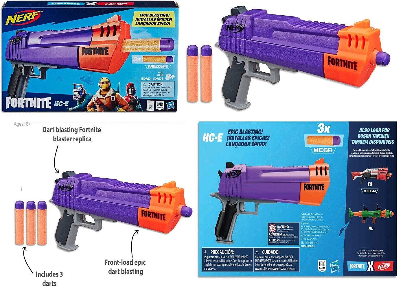 Nerf Fortnite Mega HC E Blaster Desert Eagle Ages 8+ Toy Gun Game Play Fight