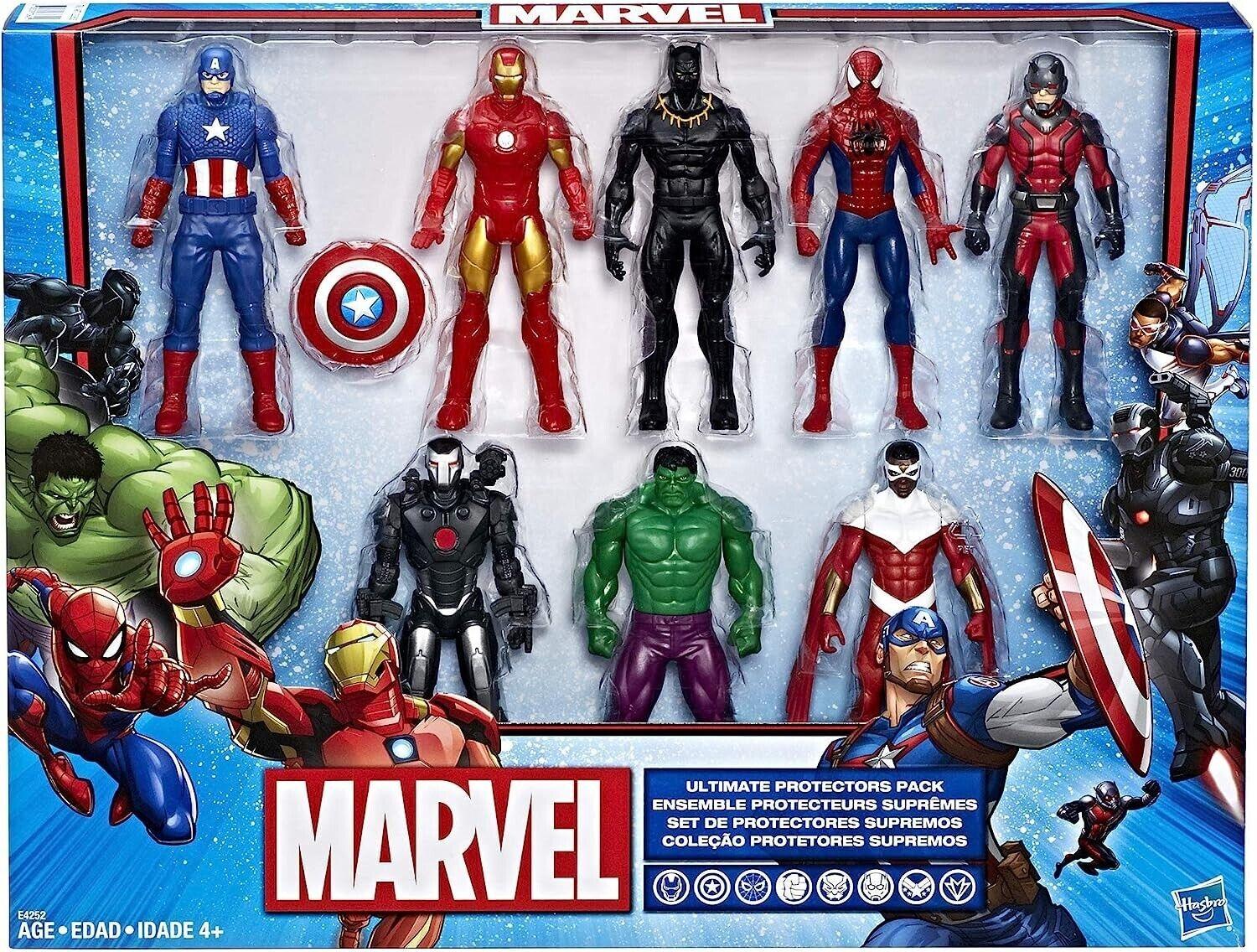 Marvel Avengers 8 Pack Action Figures Iron Man Hulk Black Panther Hero Spider