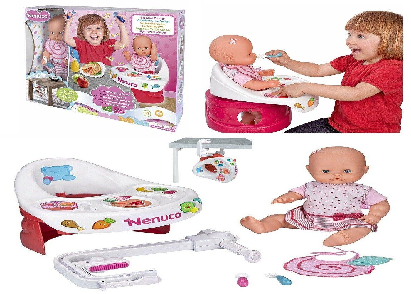 Nenuco Highchair Eat Baby Doll Ages 3+ Toy Girls High Chair Bath Food Highchair