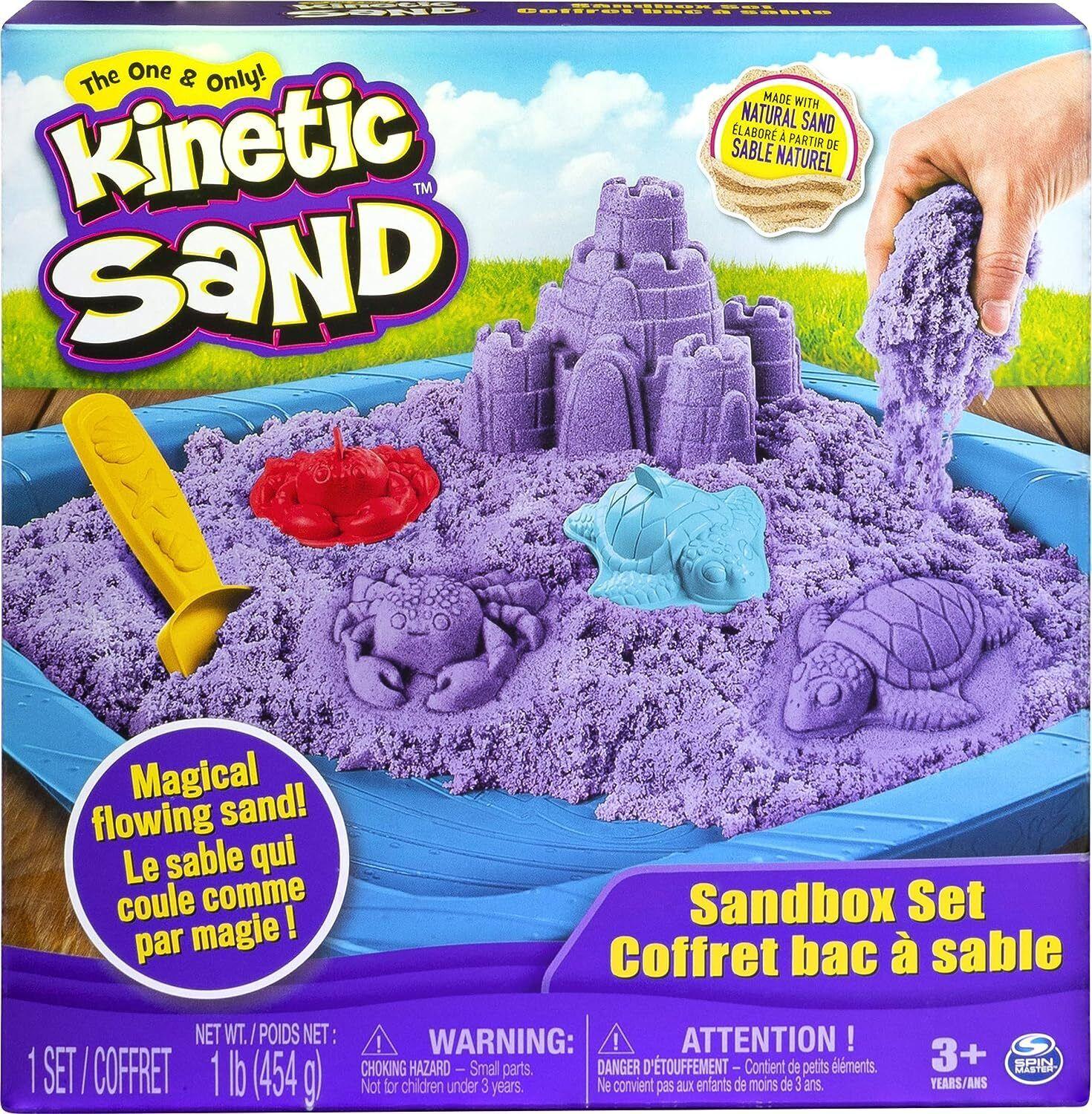 Kinetic Sand Sandbox Purple Playset with 1 Lb Sand purple Castle Dig Scoop