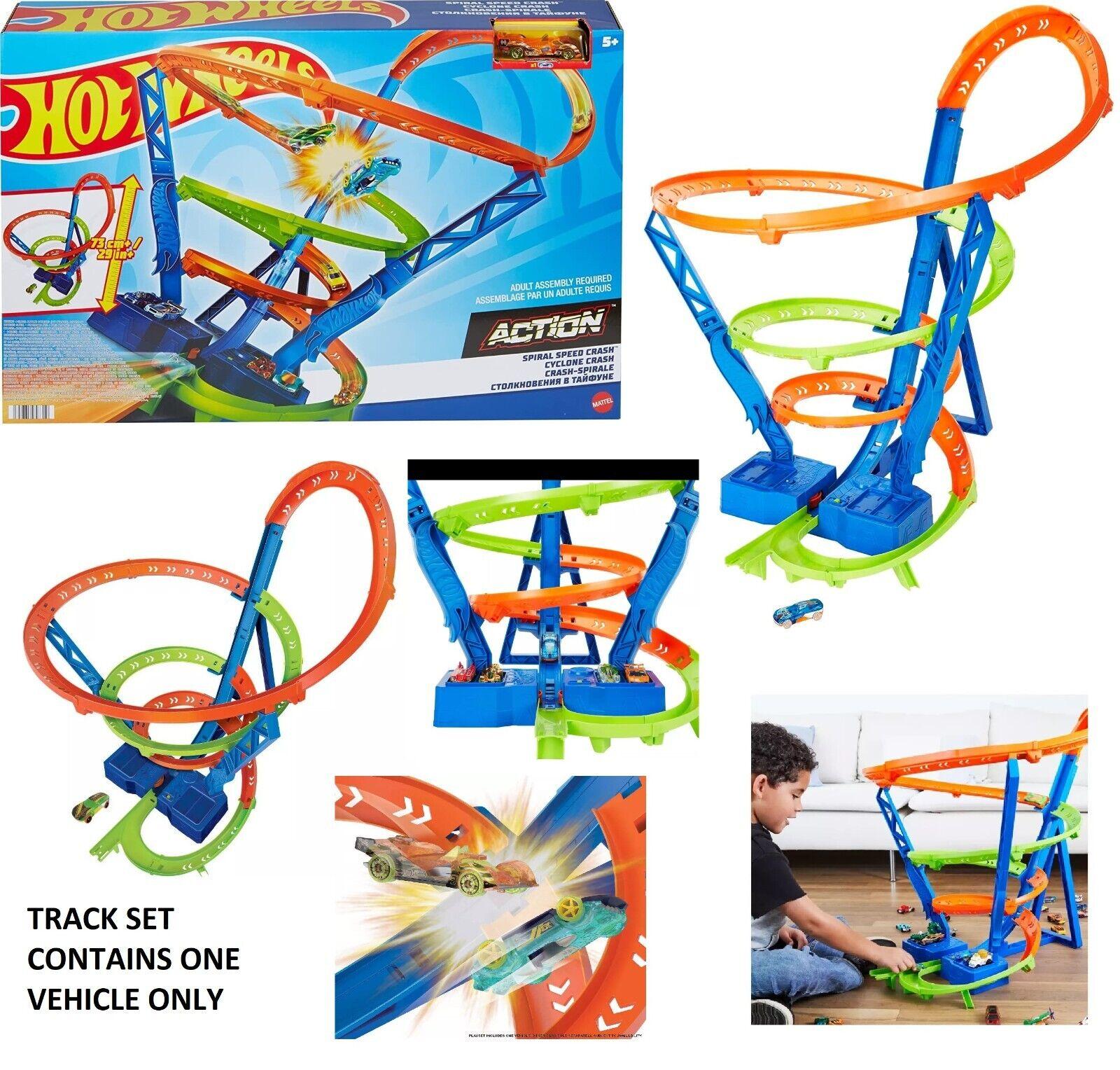 Hot Wheels Spiral Speed Crash Playset Ages 5+ New Toy Car Race Track Play Gift