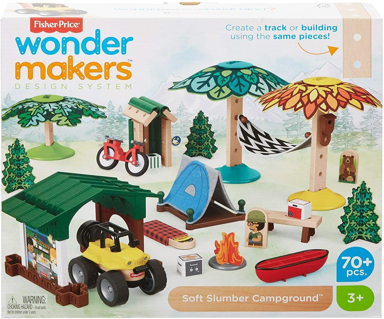 Fisher Price Design System Soft Slumber Wooden Track Campground Ages 3+ Race Fun