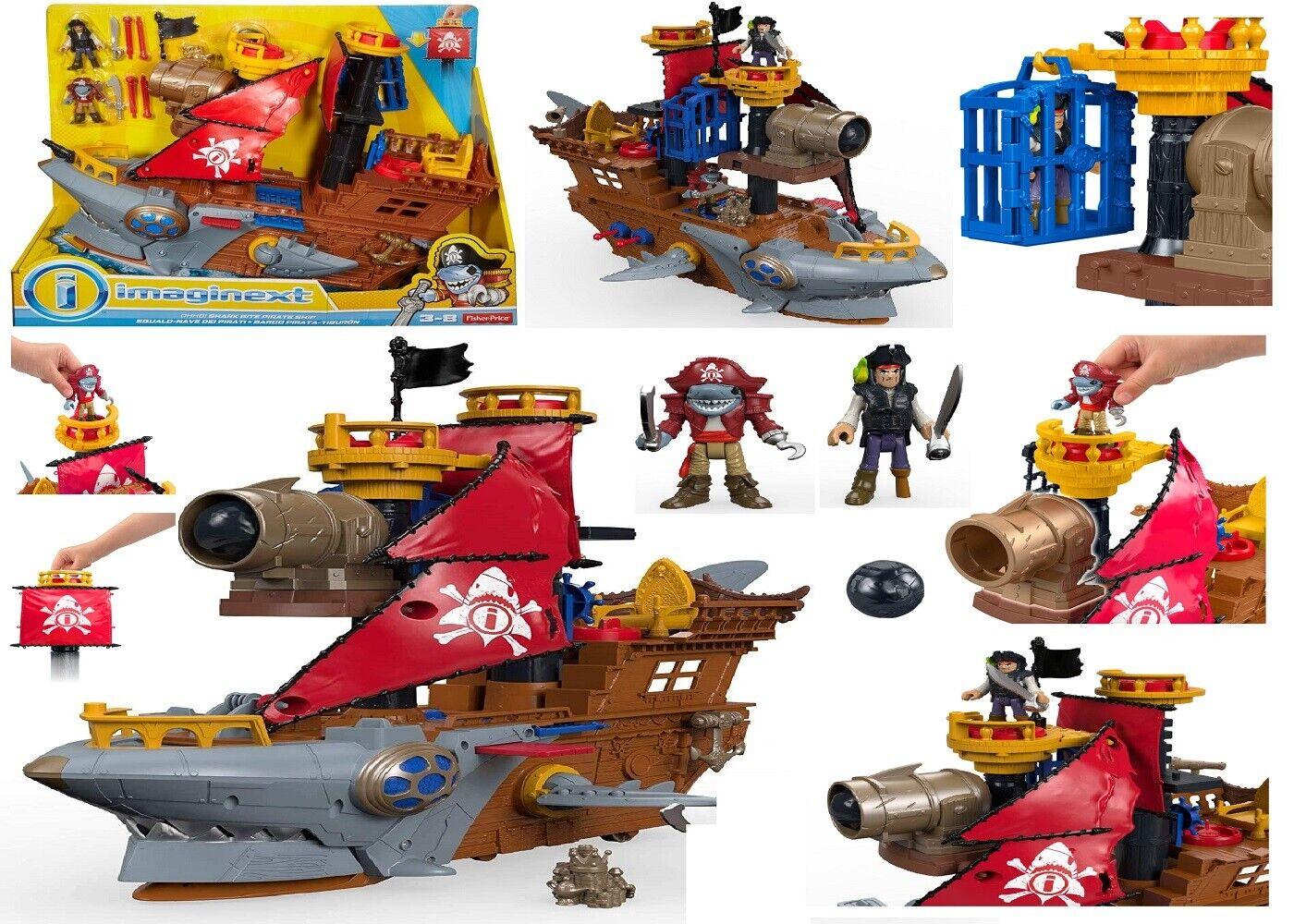 Fisher Price Imaginext Shark Bite Pirate Ship New Toy Ball Sword Helmet Fire
