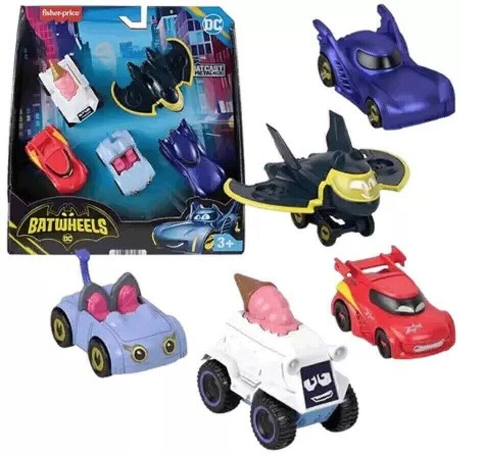 Fisher-Price DC Batwheels Metal Diecast 1:55 Scale 5 Pack Cars Batcave Batman