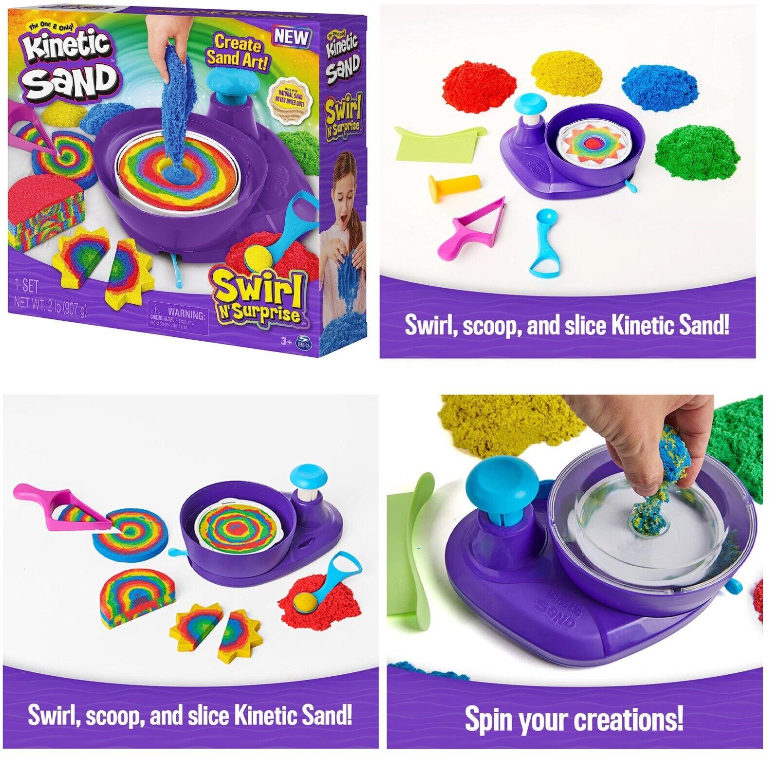 Kinetic Sand Swirl N Surprise Playset with 2lbs of Play Sand Ages 3+ New Toy