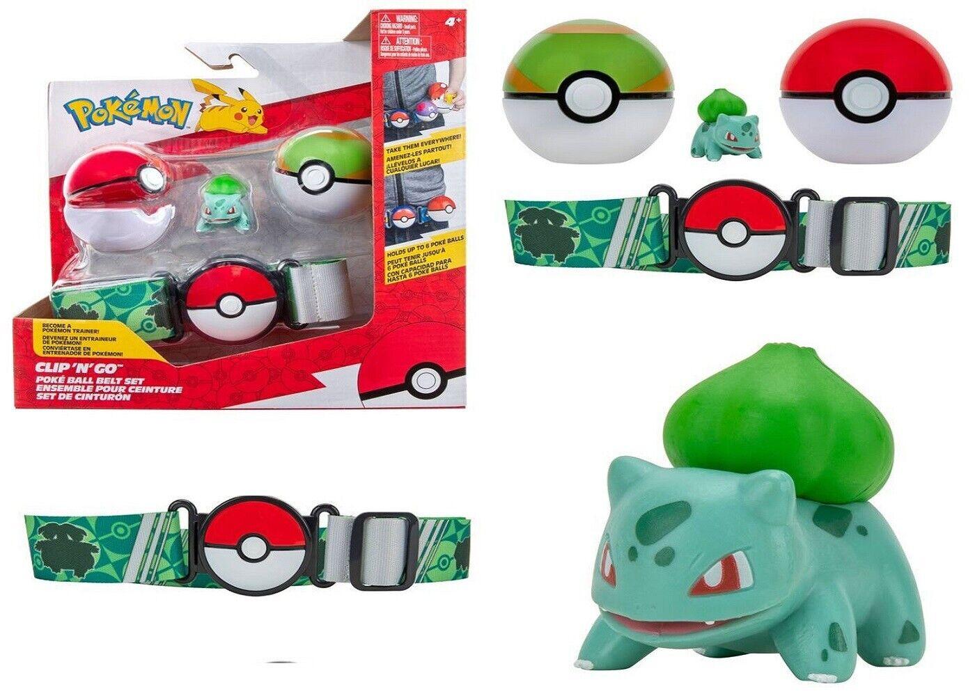 Pokemon Clip N Go Poke Ball Belt Pikachu-BALBASAUR-Ages 4+ Toy Play Trainer Play Gift