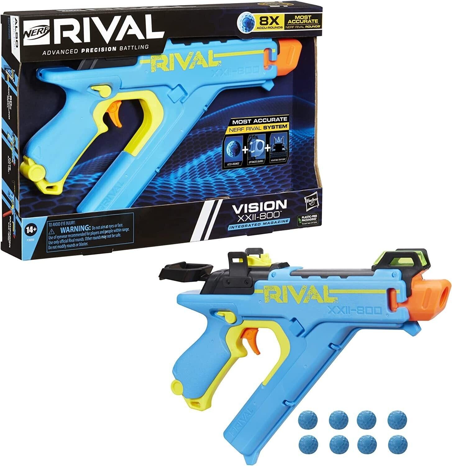 NERF Rival Vision XXII-800 Blaster Most Accurate Rival System Ages 14+ Toy Gun