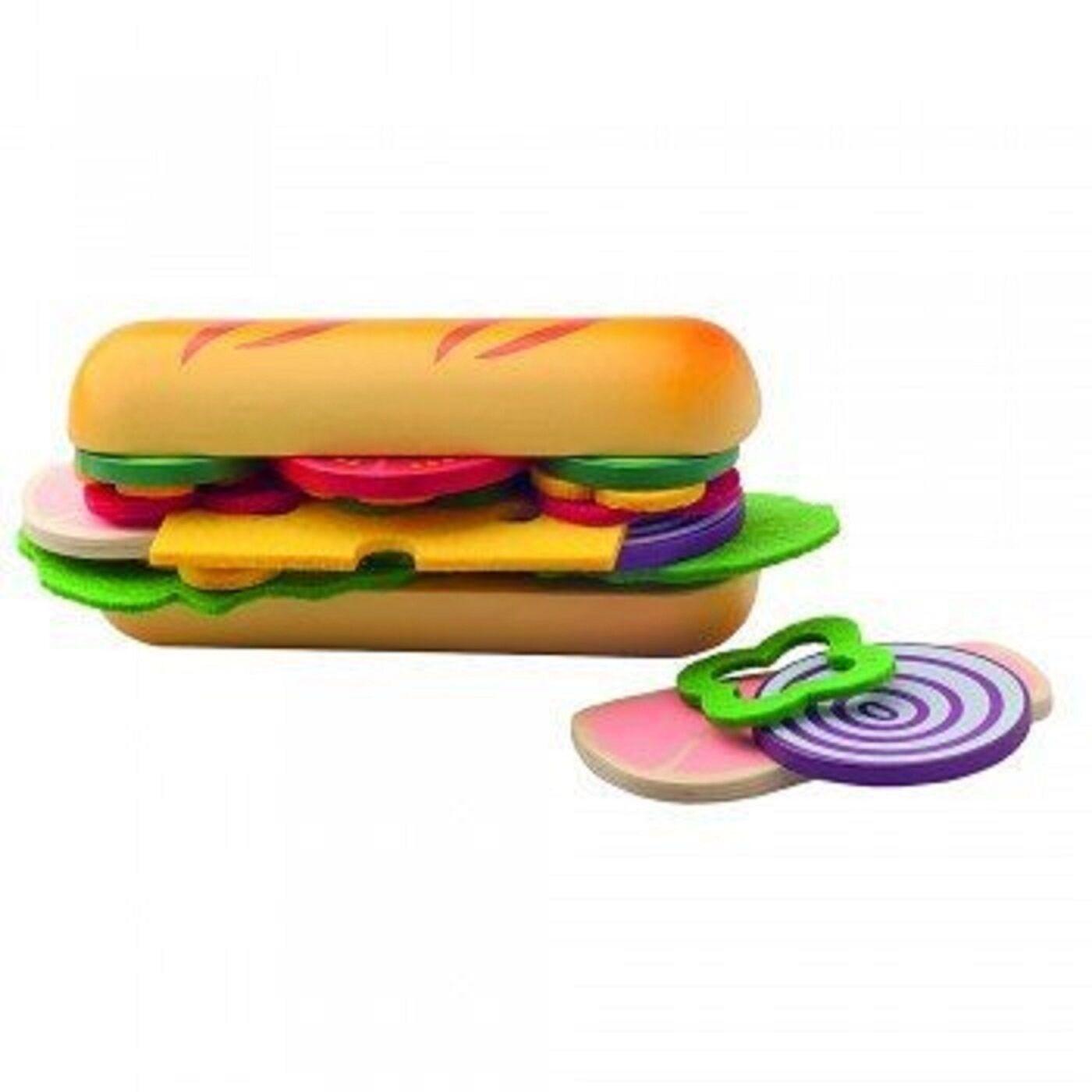 Burger Woodyland Pretend Play Baguette Set 20 Pieces Ages 3+ Toy Boys Hot Food