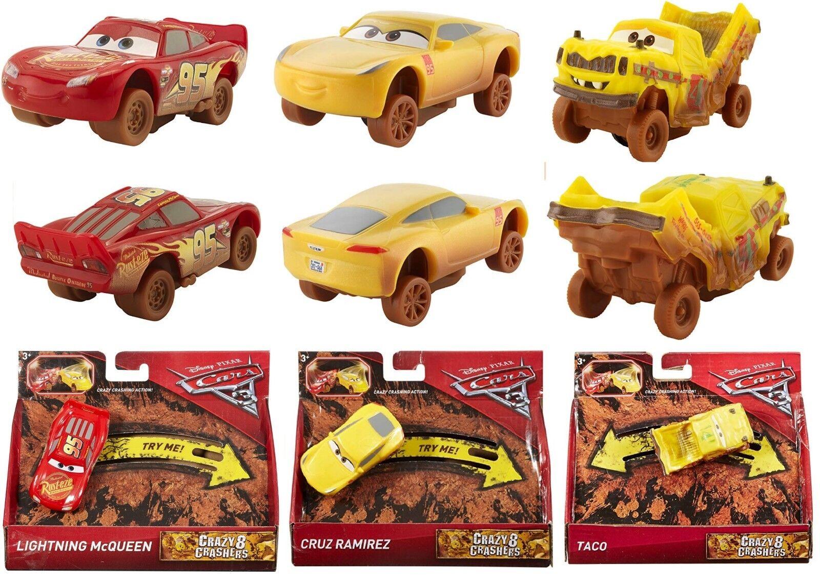 Disney Pixar Crazy 8 Crashers Lightning McQueen Cruz Ramirez Taco New Toy