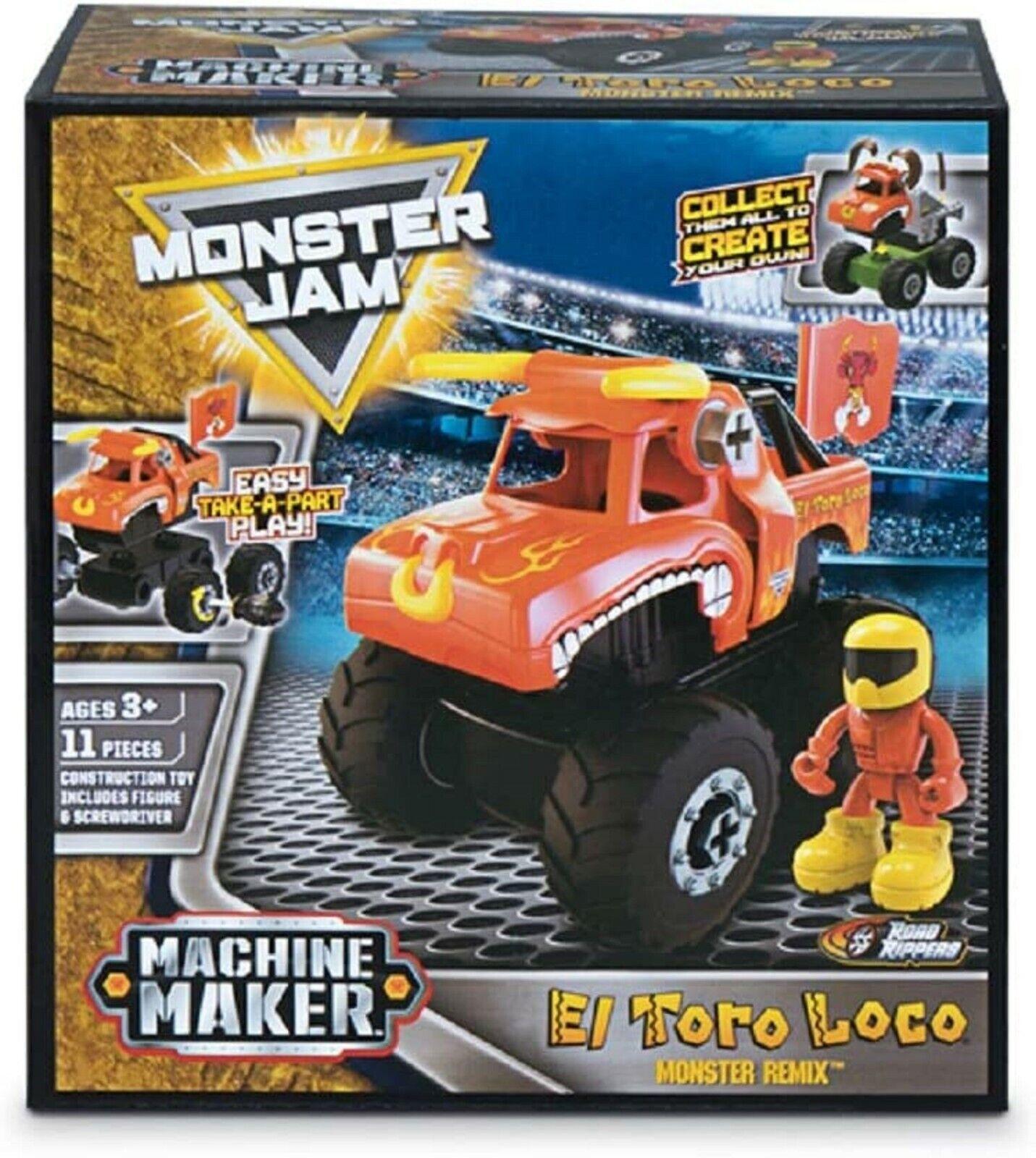 Monster Jam Machine Maker Remix El Toro Loco Truck for 3+ Toy Build Make Race Car