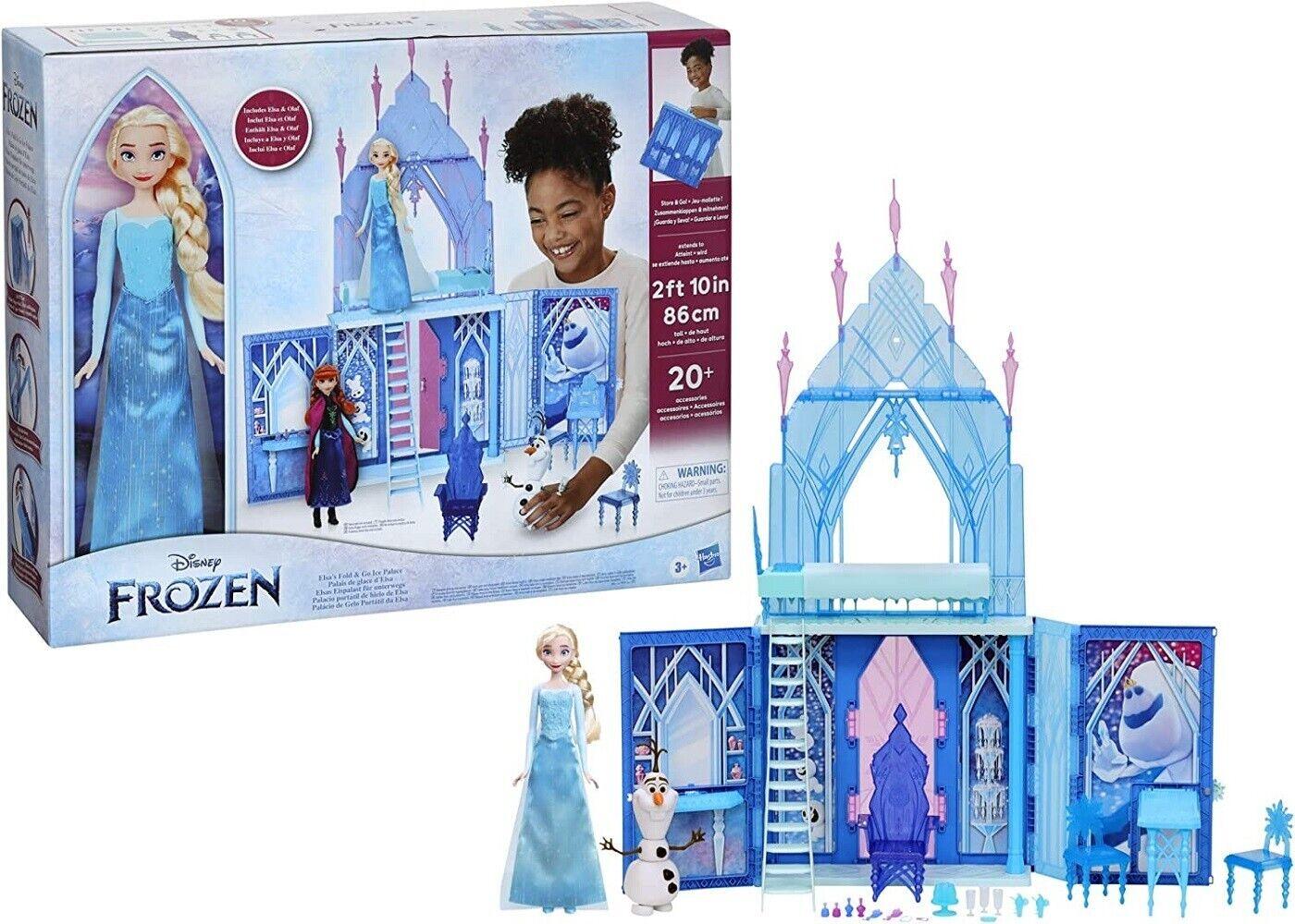 Frozen Fold and Go Ice Palace 86cm Castle Playset with Elsa Olaf Dolls