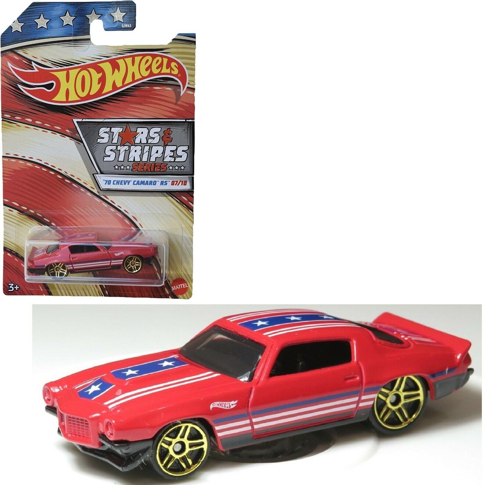 Hot Wheels 1:64 Antique Stars & Stripes 3+ Toy- 1970 Chevy Camaro RS car-History Plymouth Camaro