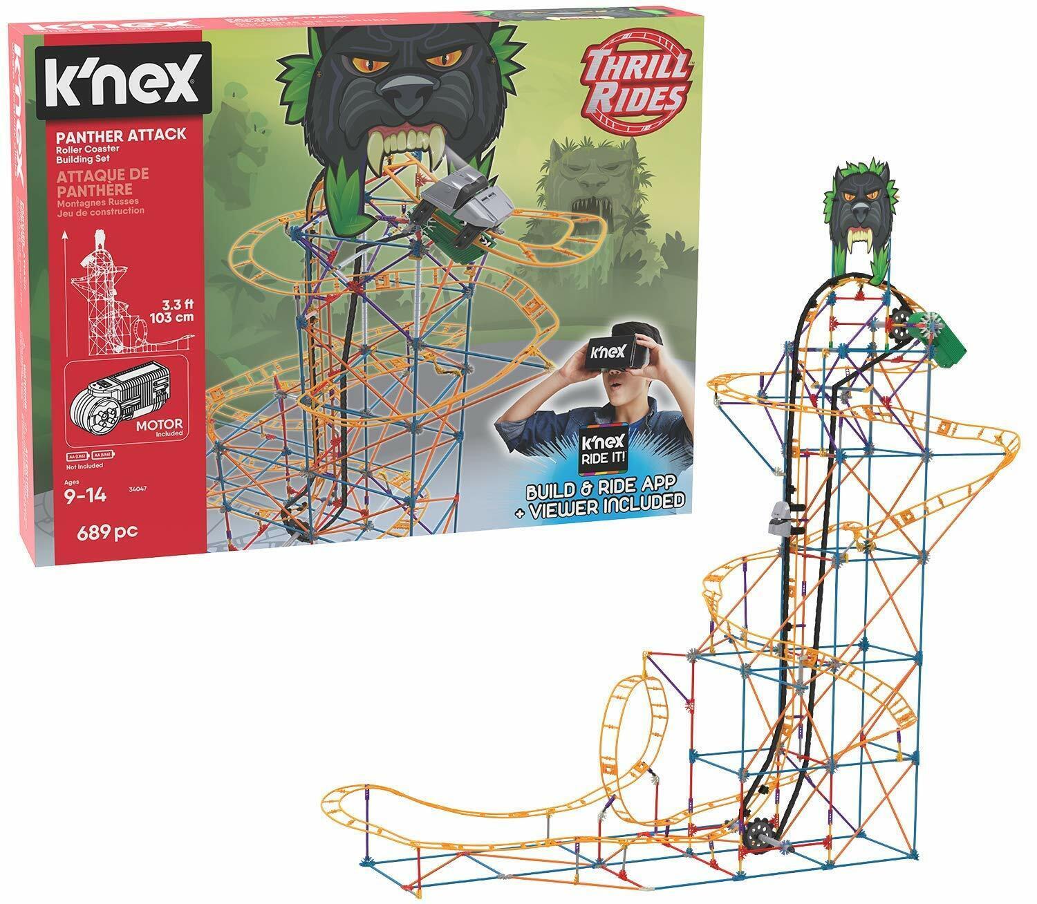 KNEX Panther Attack Roller Coaster Building Set with Ride it App 9+ Toy Build
