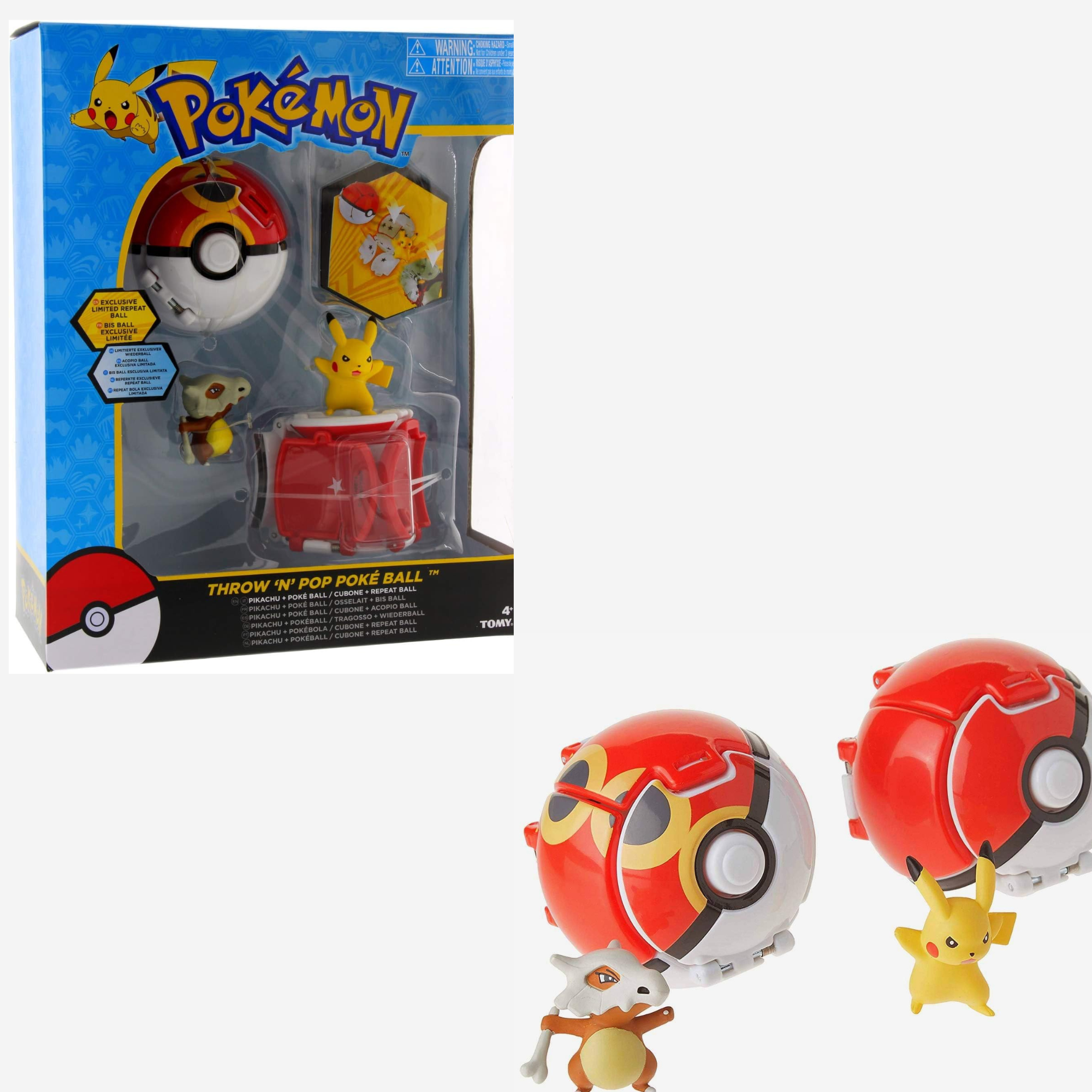 Pokemon Throw n Pop Poke Ball Duel Set Repeat Ball Pikachu Ages 4+ New Toy Play