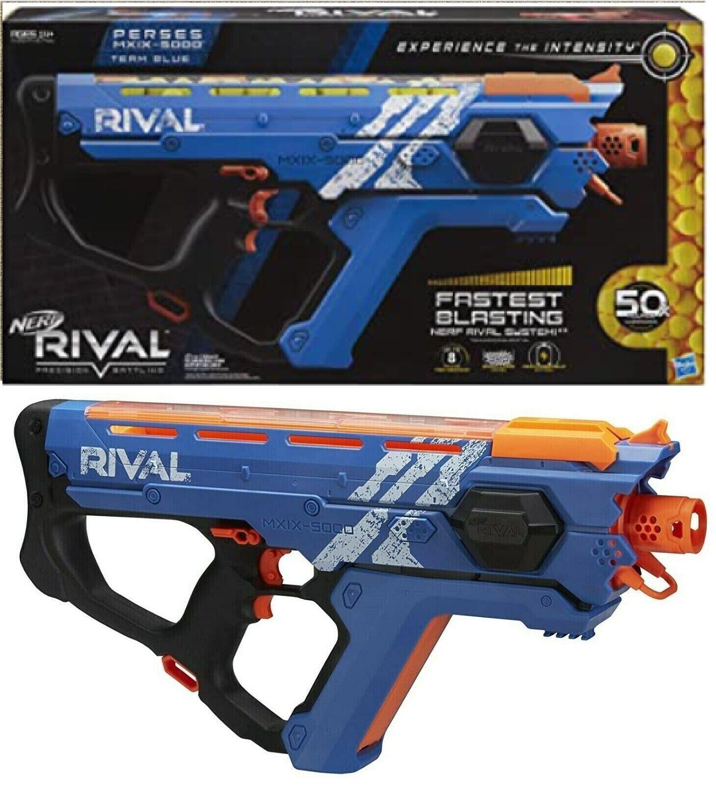 NERF-Blue Perses MXIX-5000-Rival Motorized Blaster Ages 14+ Toy Gun Fire Play Fight