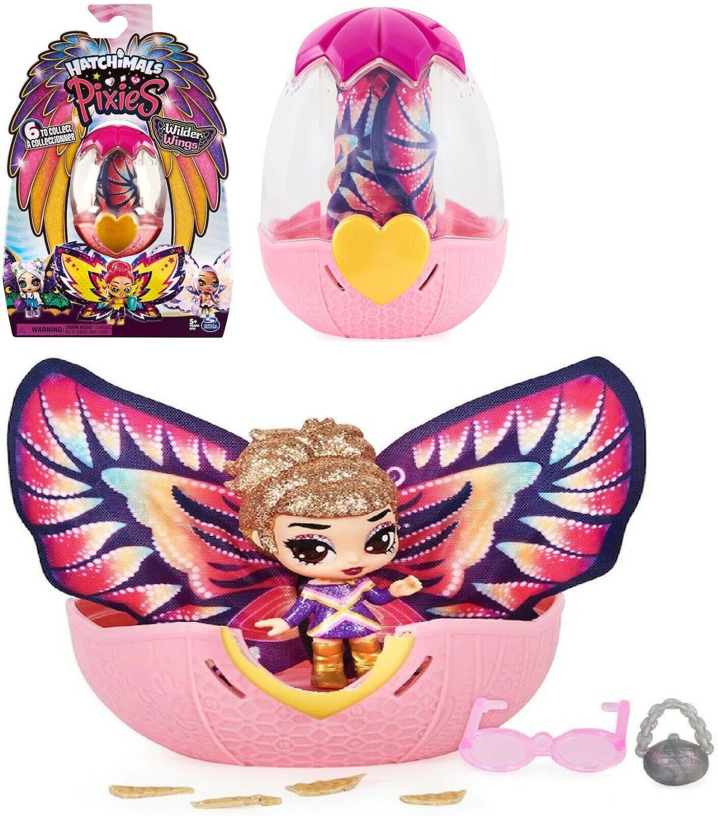 Hatchimals Pixies Wilder Wings Groovy Ginny for Ages 5+ Toy Butterfly Play Doll Hatch Glitter