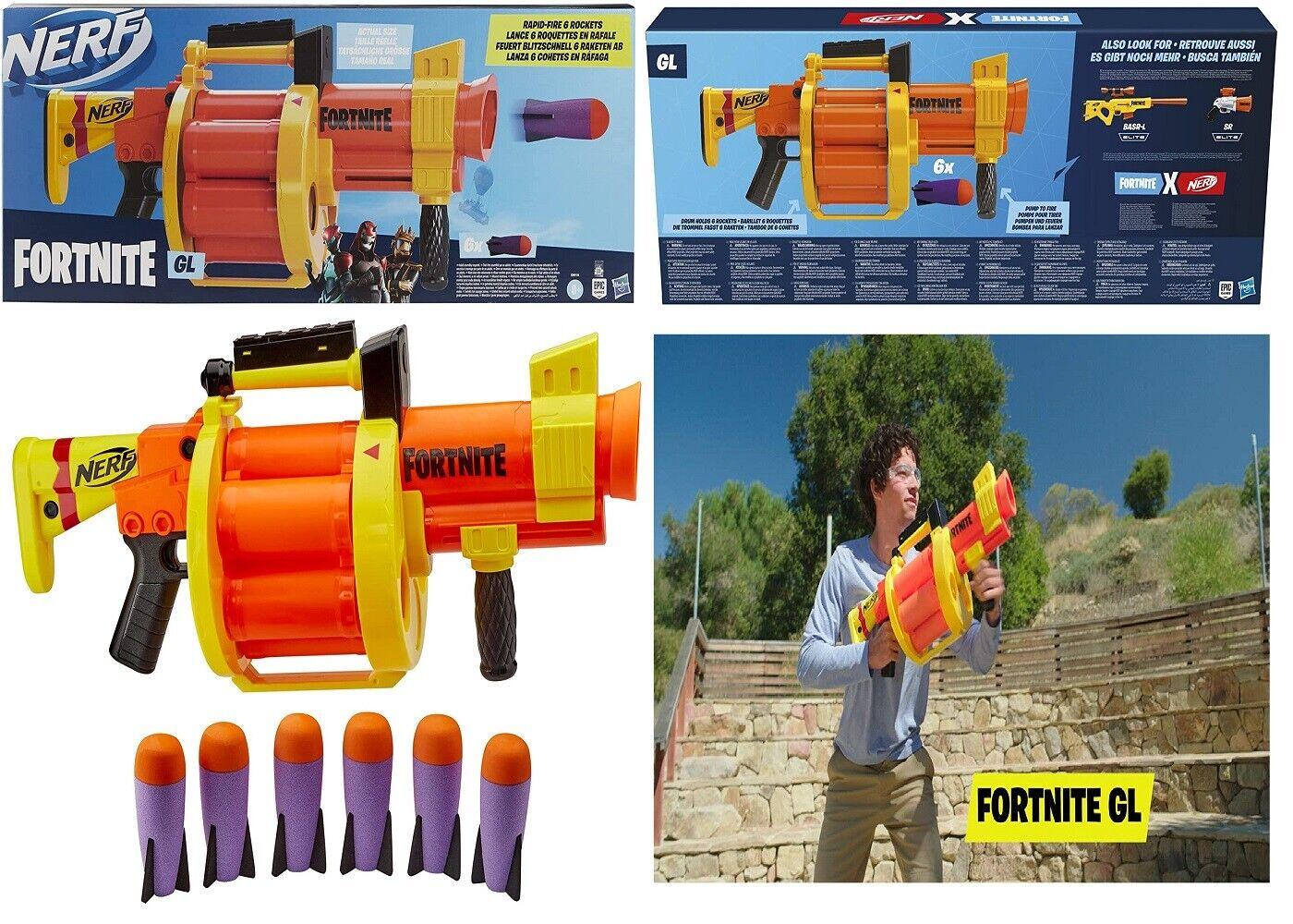 NERF Fortnite GL Rocket Firing Blaster Ages 8+ Toy Gun Fire Fight Play Gift Fun