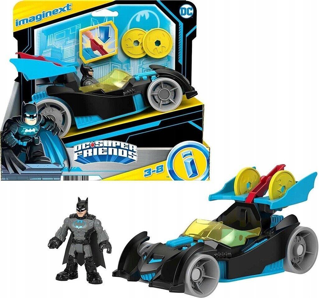 Fisher Price DC Super Friends Batman Toy Bat-Tech Racing Batmobile Lights Car