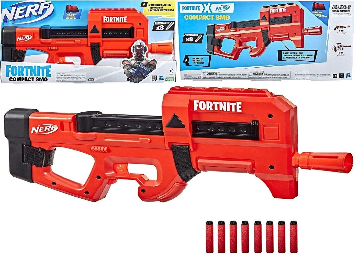 Nerf Fortnite Compact SMG Motorized Dart Blaster Ultra Red Wrap Design Gun Fire