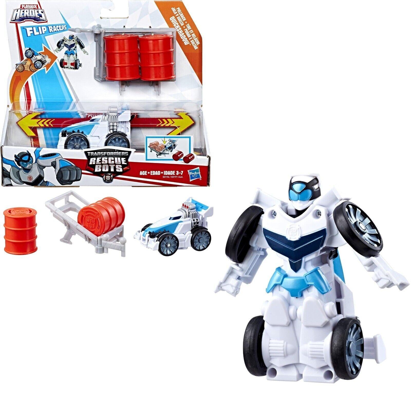Playskool Heroes Flip Racers Pullback Transformers Rescue Bot Quickshadow Car Robot