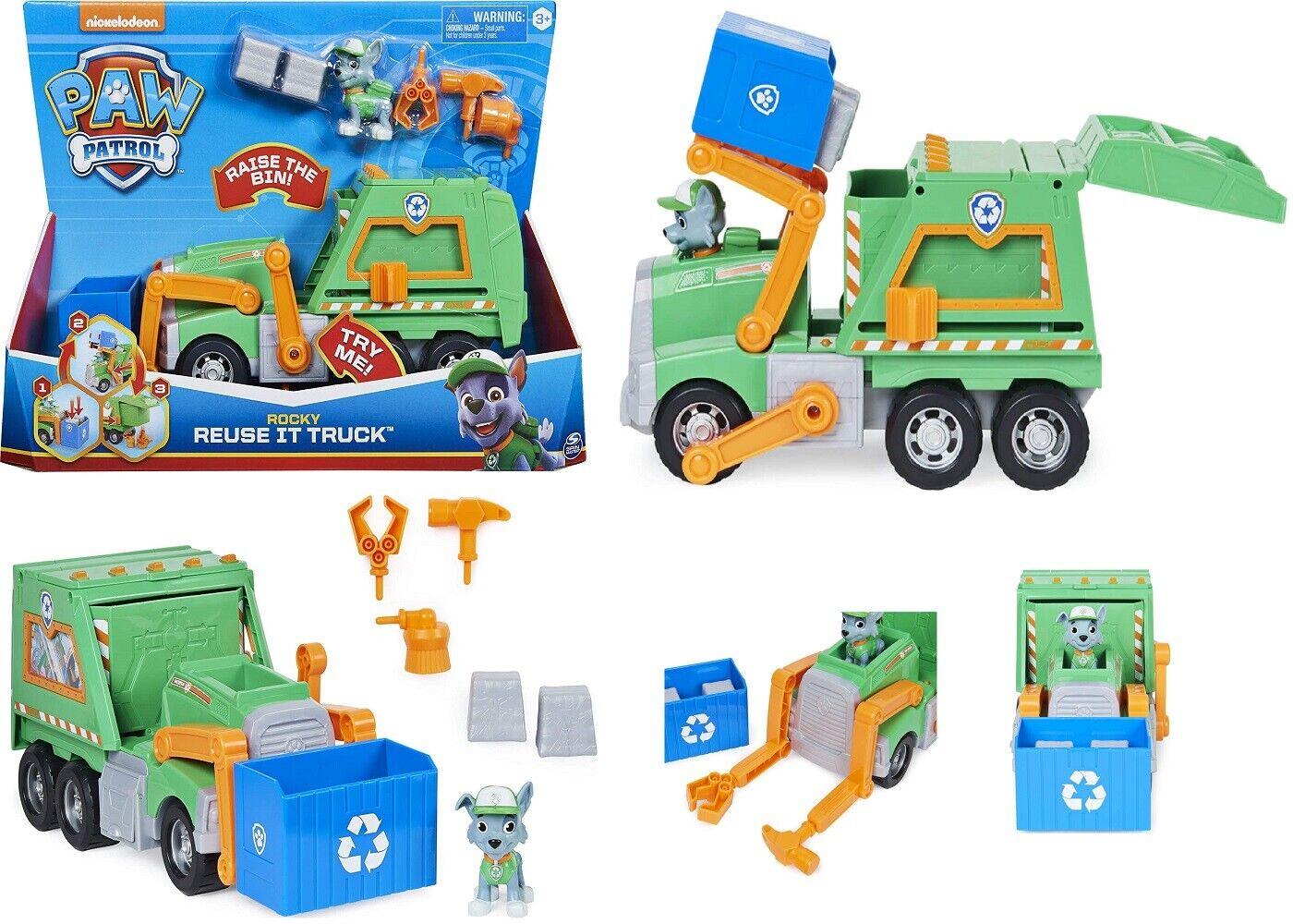 Paw Patrol Rocky Reuse It Deluxe Truck 3+ Toy Pup Recycling Garbage Dumpster Fun