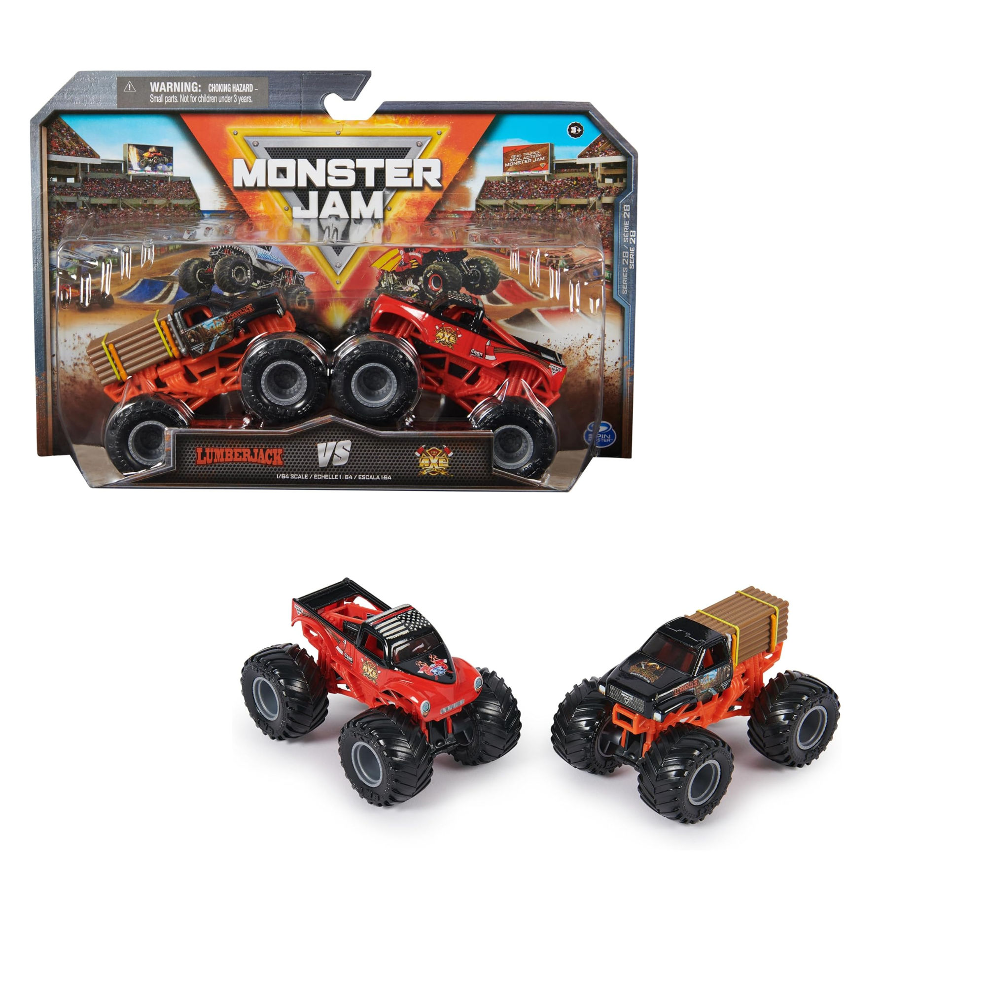 Monster Jam Lumberjack Vs Axe Die-Cast Monster Trucks 1:64 Scale Ages 3+