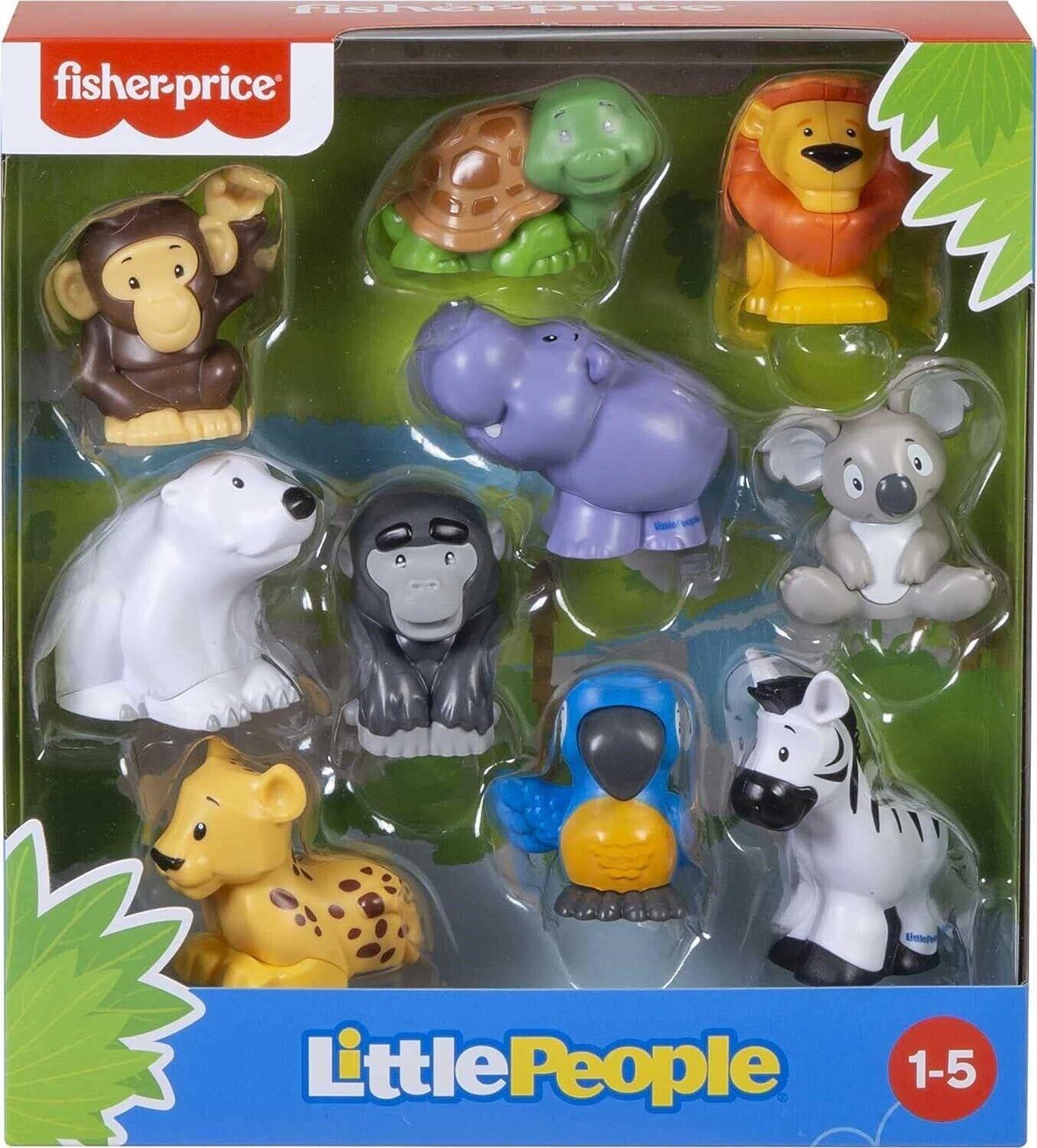Fisher Price Little People Animal 10 Pack Ages 2+ Toy Tiger Monkey Bear Zebra Fun