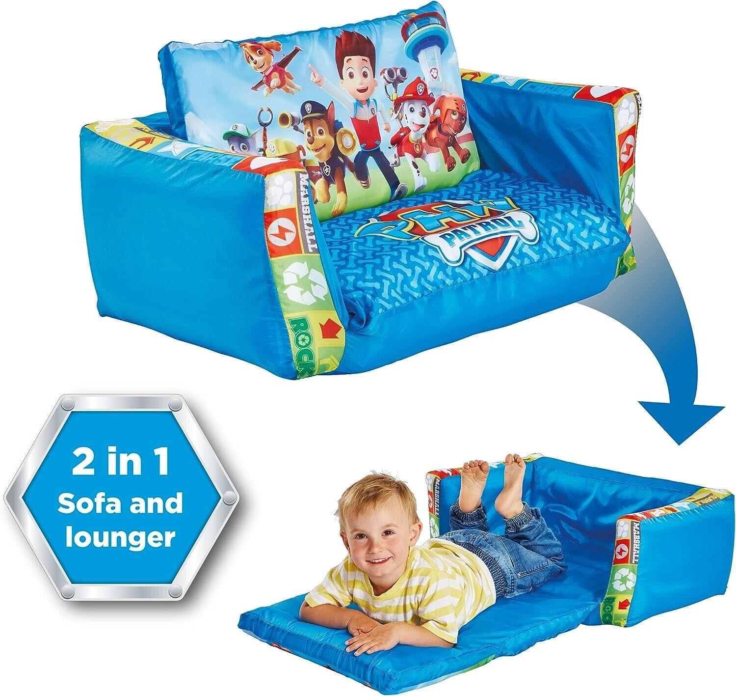 Paw Patrol Flip Out Sofa Inflatable Machine Washable Easy Storage Seat Lounge