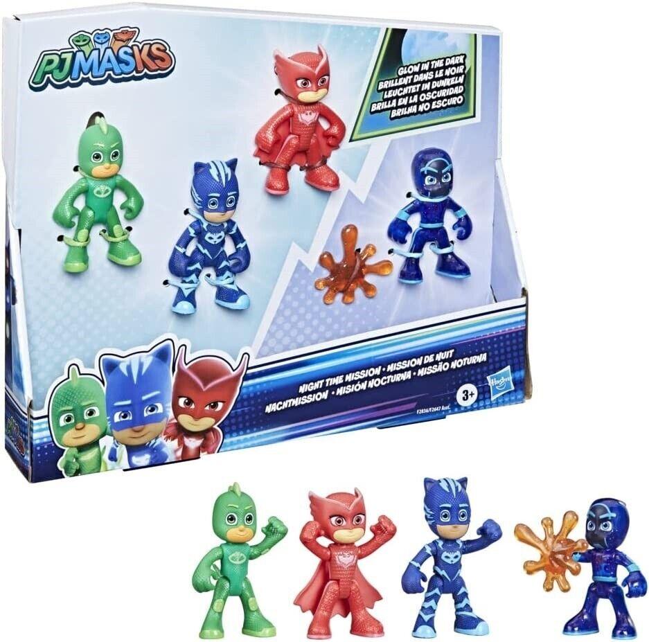 PJ Masks Night Time Mission Glow in The Dark Action Figure Set Catboy Gekko Play
