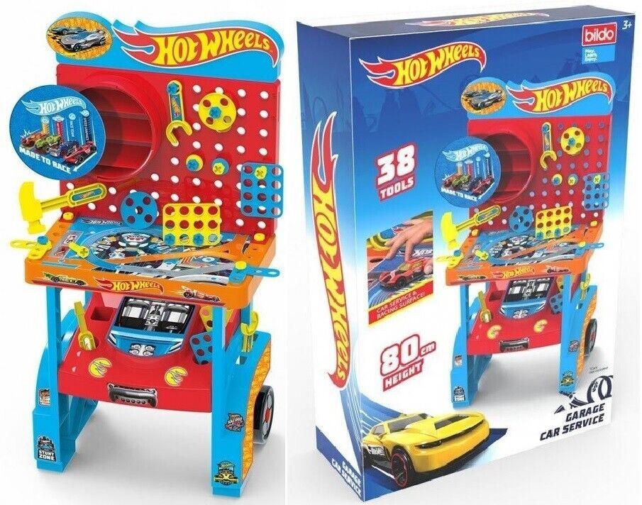 Bildo Hot Wheels 80cm Garage Car Service Bench Pretend Playset Tool Set Race Fun