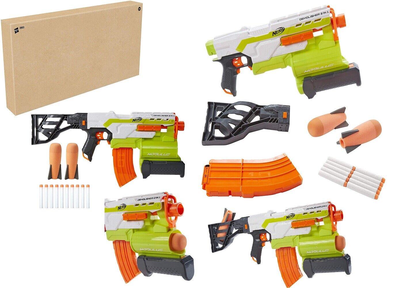 NERF Modulus Demolisher 2-in-1 Motorized Blaster Fires Darts and Rockets Toy Gun