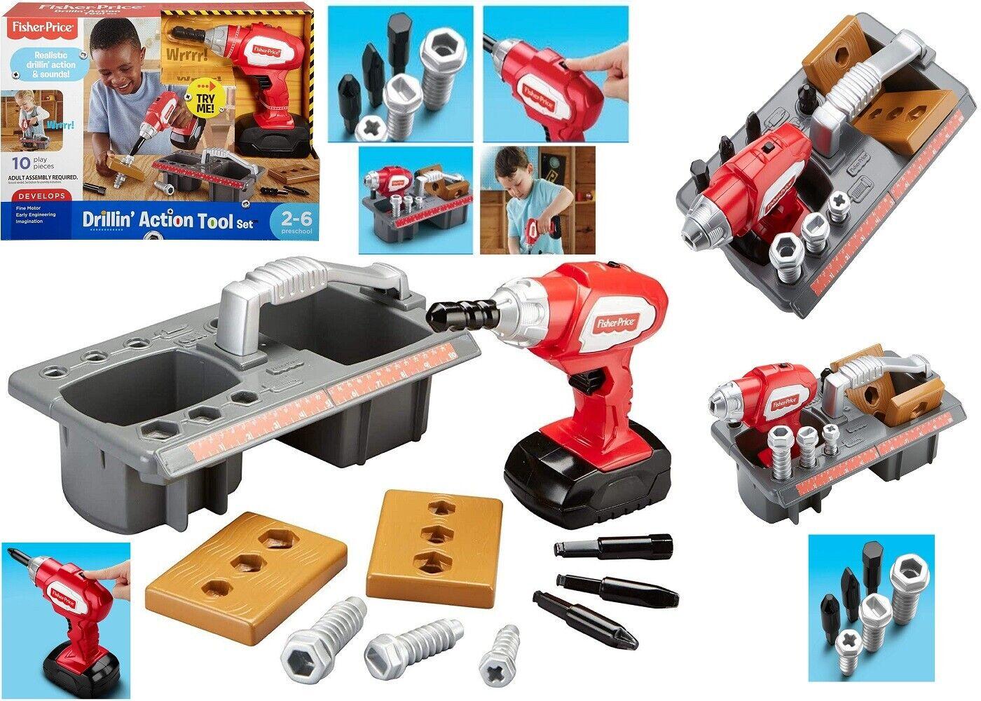 Fisher Price Drilling Action Tool Set Ages 2+ Toy Drill Build Machine Play Gift