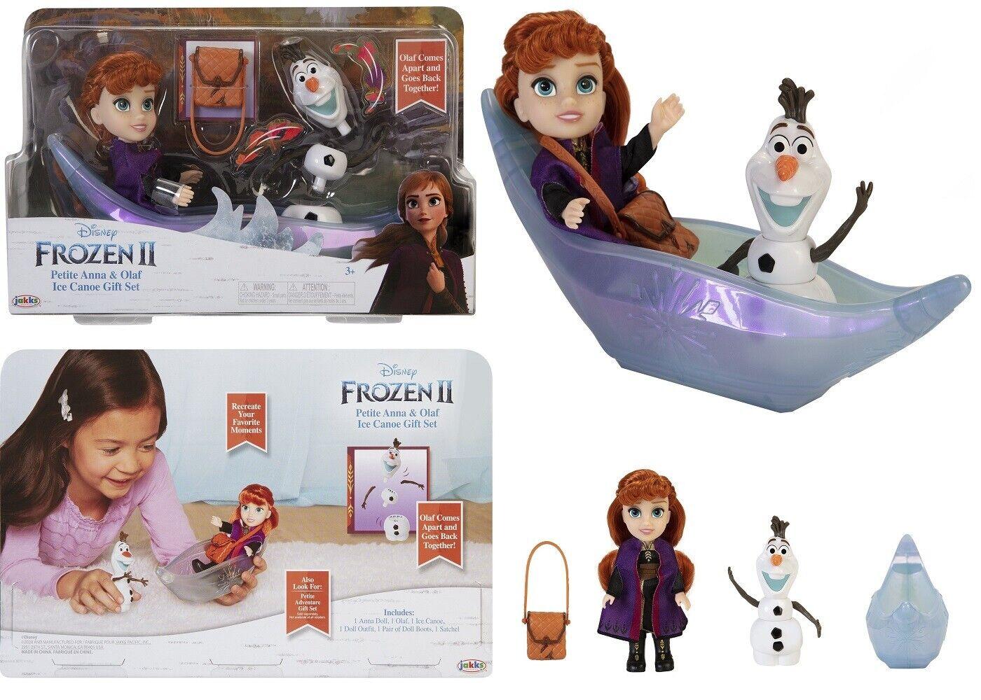 Disney Frozen Petite Princess Anna and Olaf Ice Canoe Set Boat Purse Doll Play
