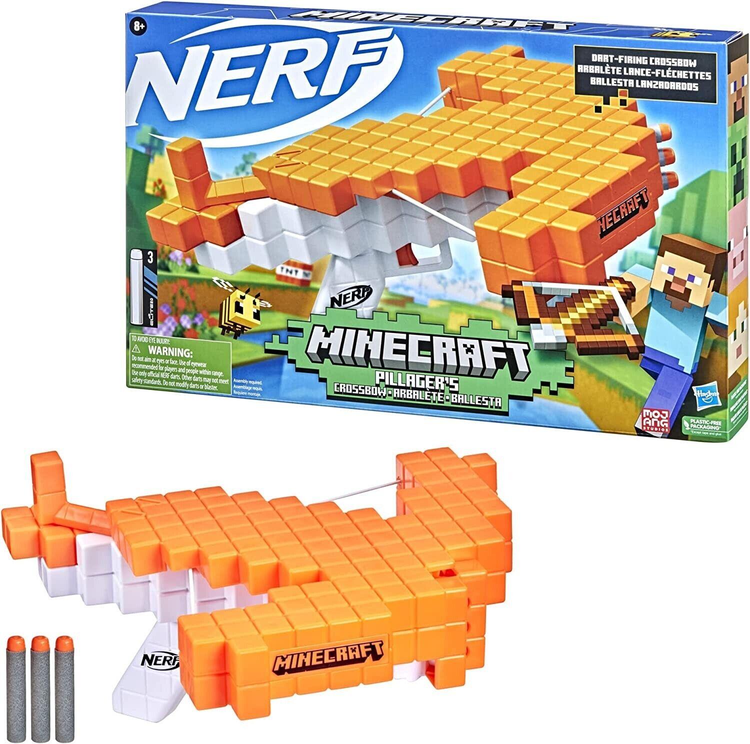 Nerf Minecraft Pillager Crossbow Dart Blasting Includes 3 Nerf Elite Darts Fire