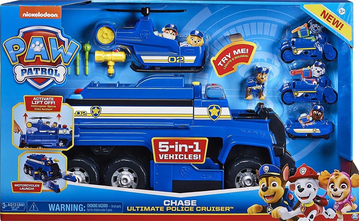 Paw Patrol Chase 5-in-1 Ultimate Cruiser Ages 3+ Toy Car Truck Bike Race Pet Fun