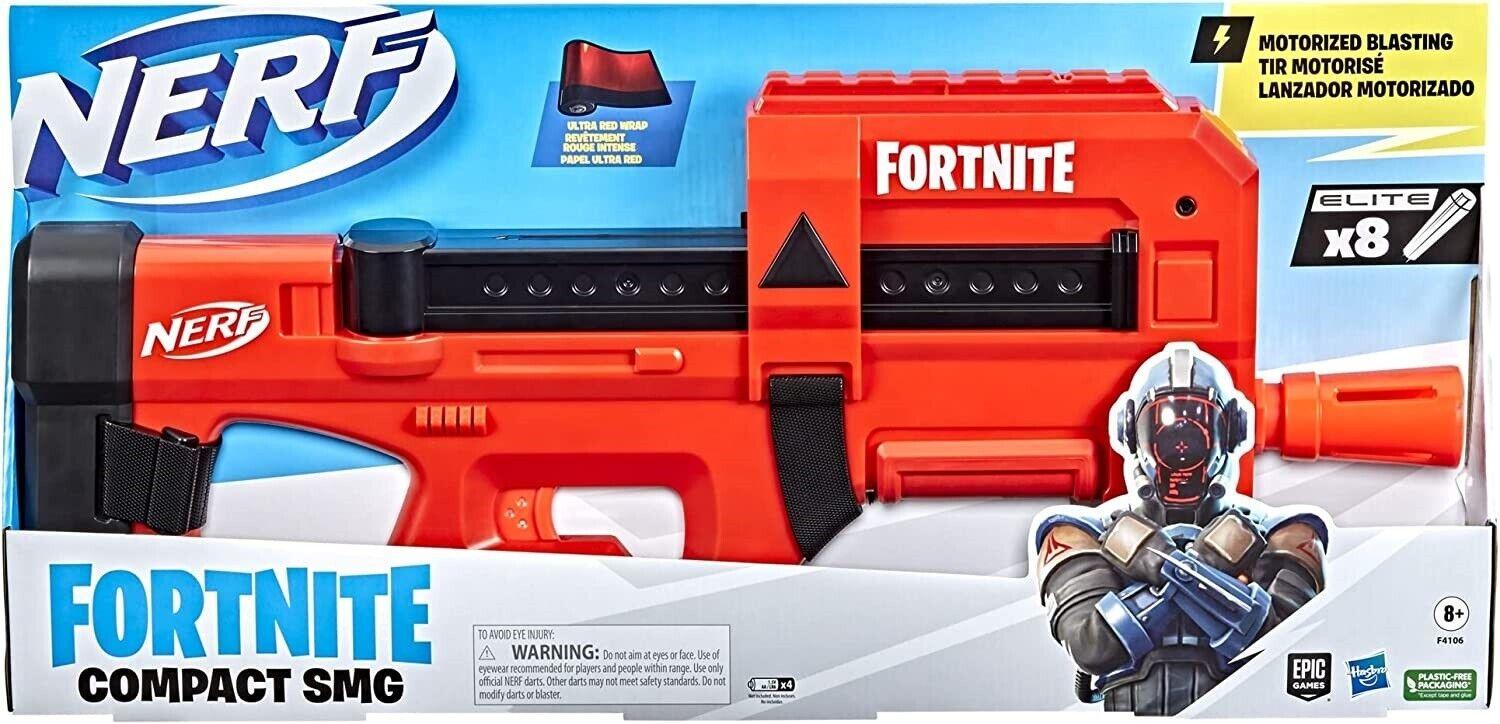 Nerf Fortnite Compact SMG Motorized Dart Blaster Ultra Red Wrap Design Gun Fire