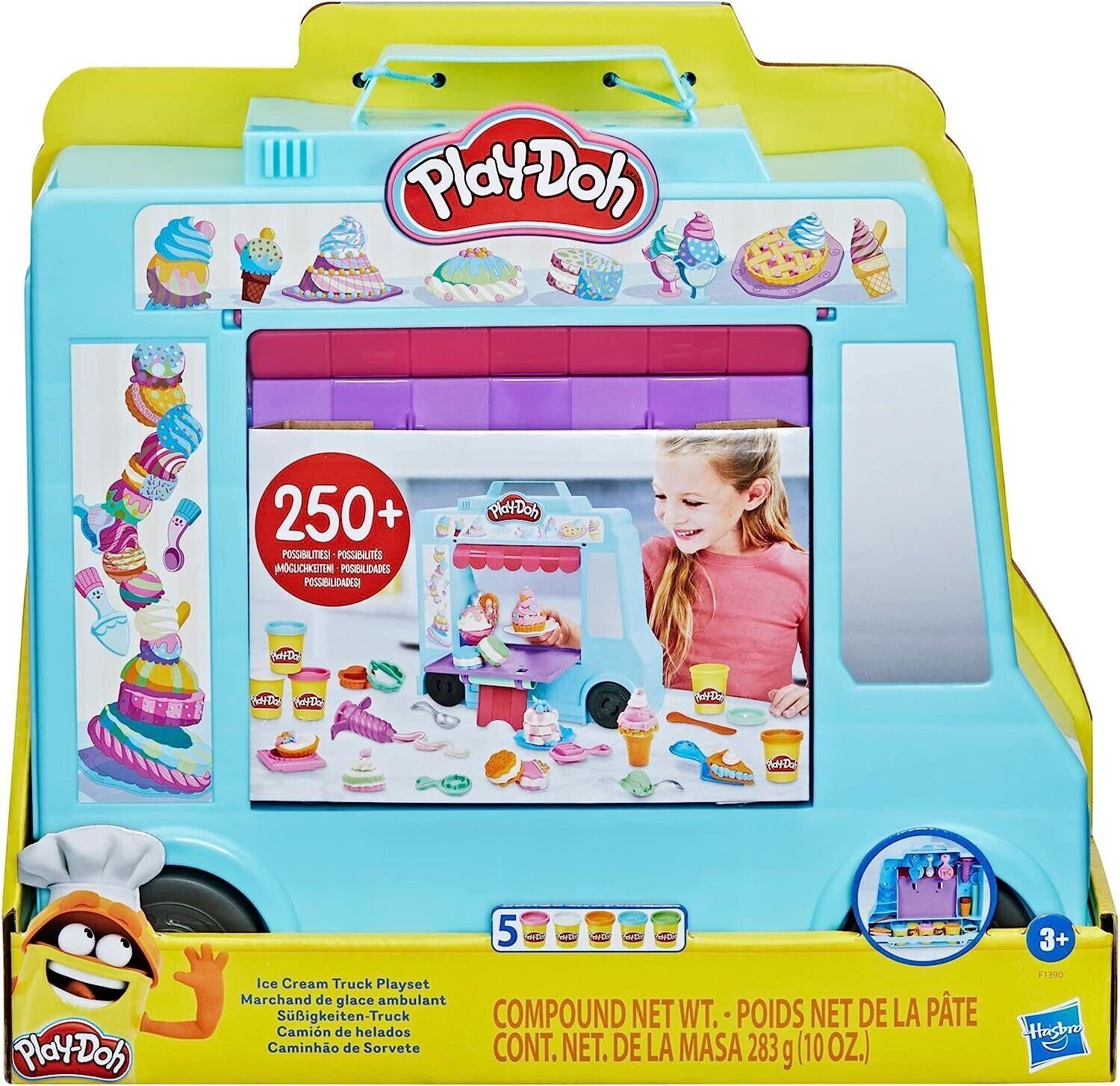 Play-Doh Ice Cream Truck Playset With 20 Tools Pretend Play Modeling Compound